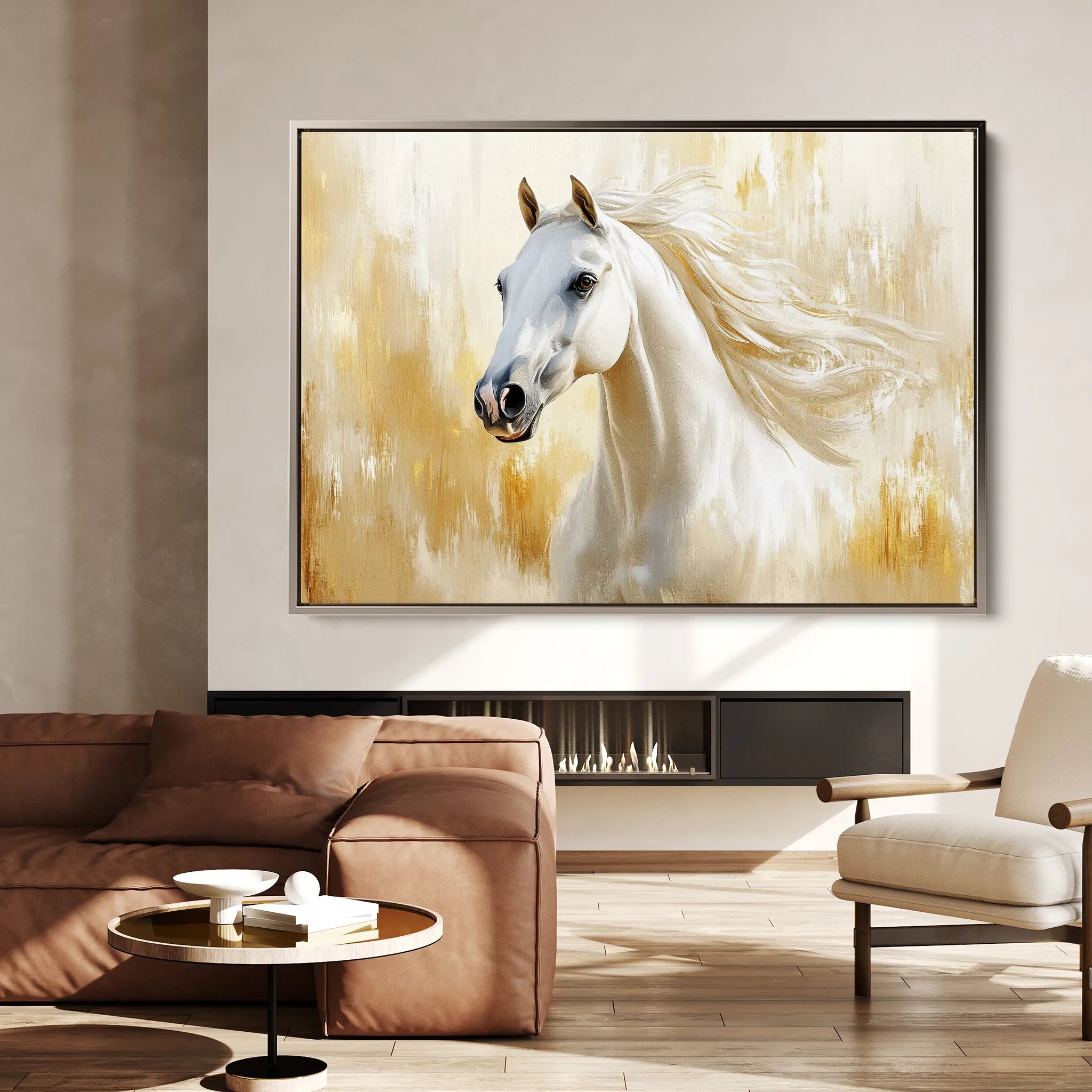 Horses 002 Canvas Art 60 x 40 cm / Black
