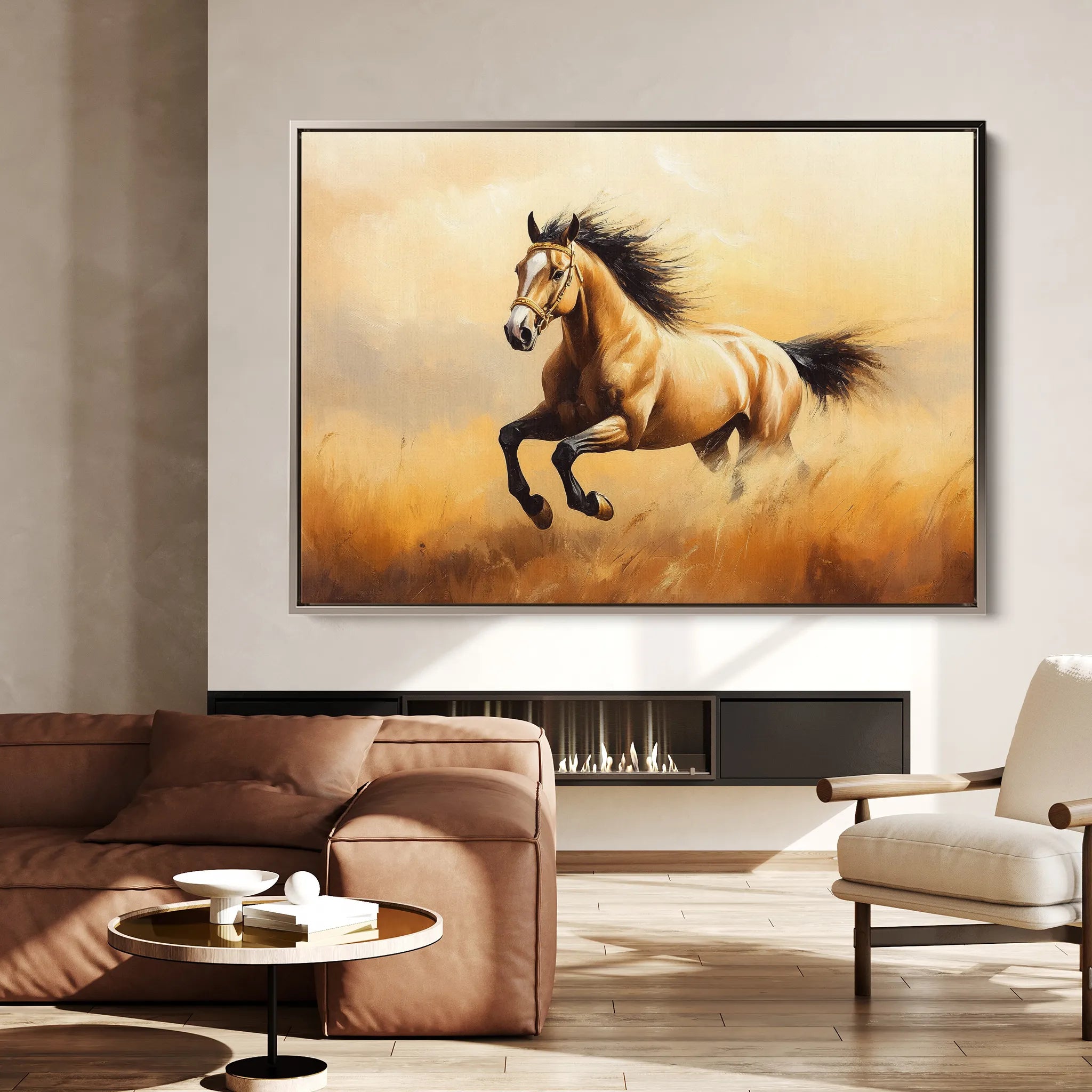Horses 003 Canvas Art 60 x 40 cm / Black