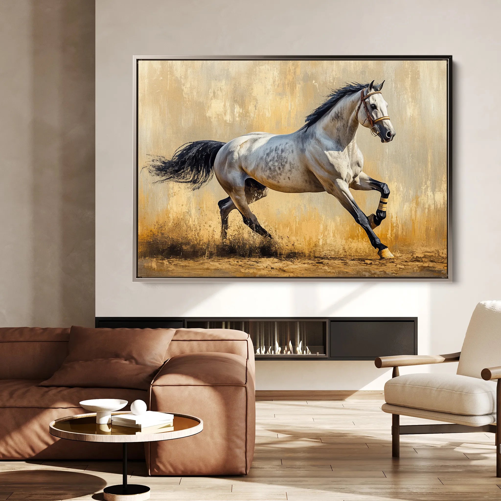 Horses 004 Canvas Art 60 x 40 cm / Black