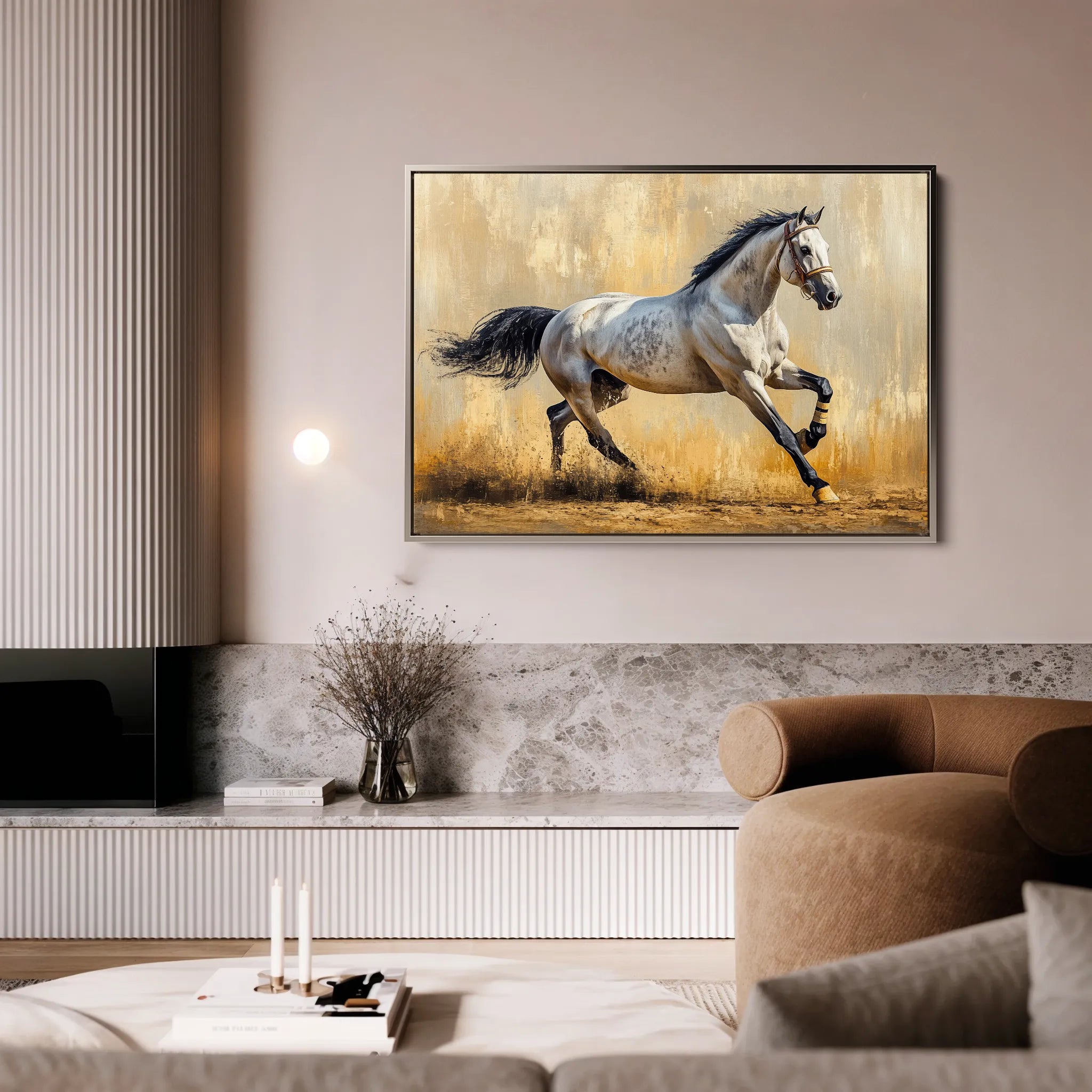Horses 004 Canvas Art 60 x 40 cm / Black