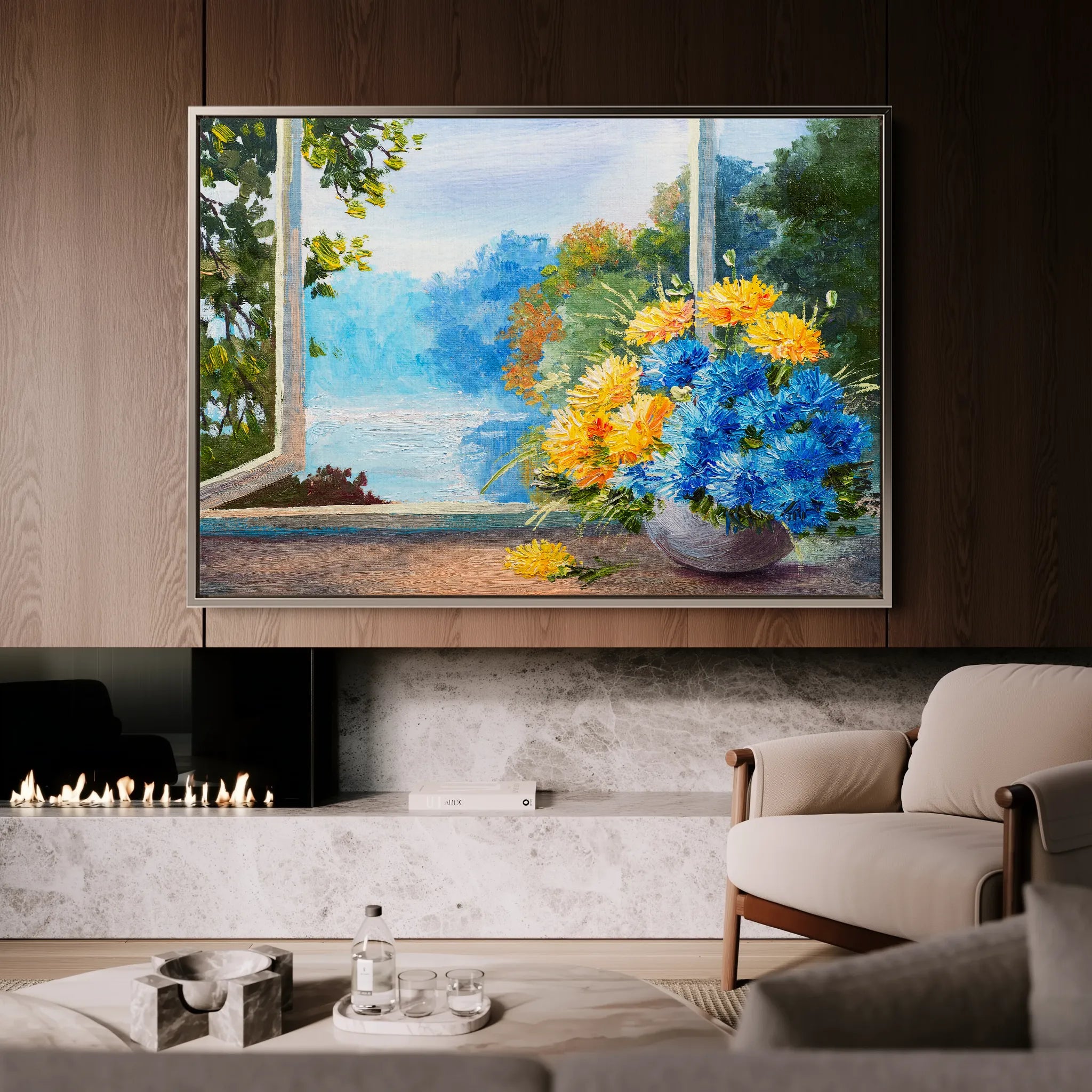 Floral 005 Canvas Art 60 x 40 cm / Black