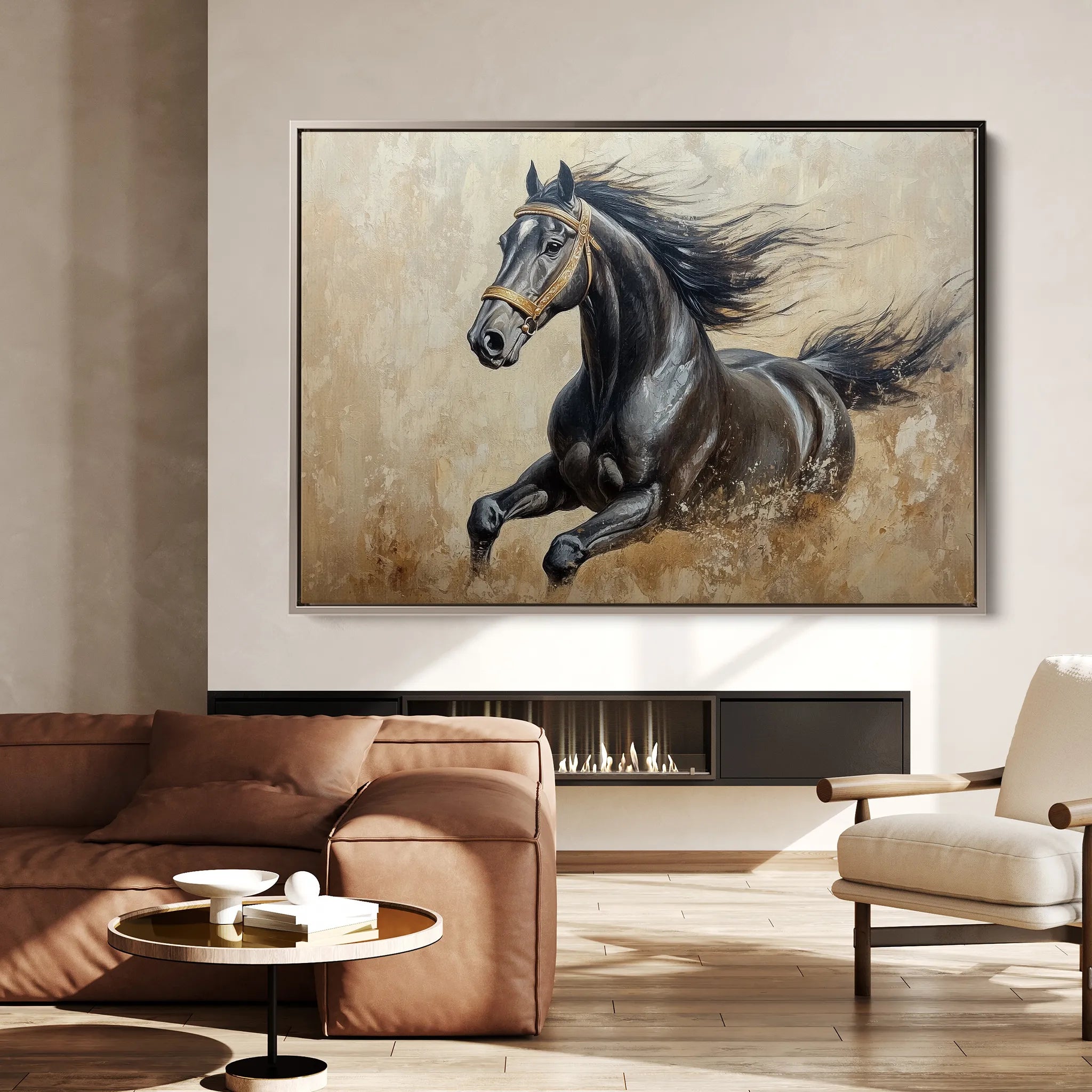 Horses 005 Canvas Art 60 x 40 cm / Black