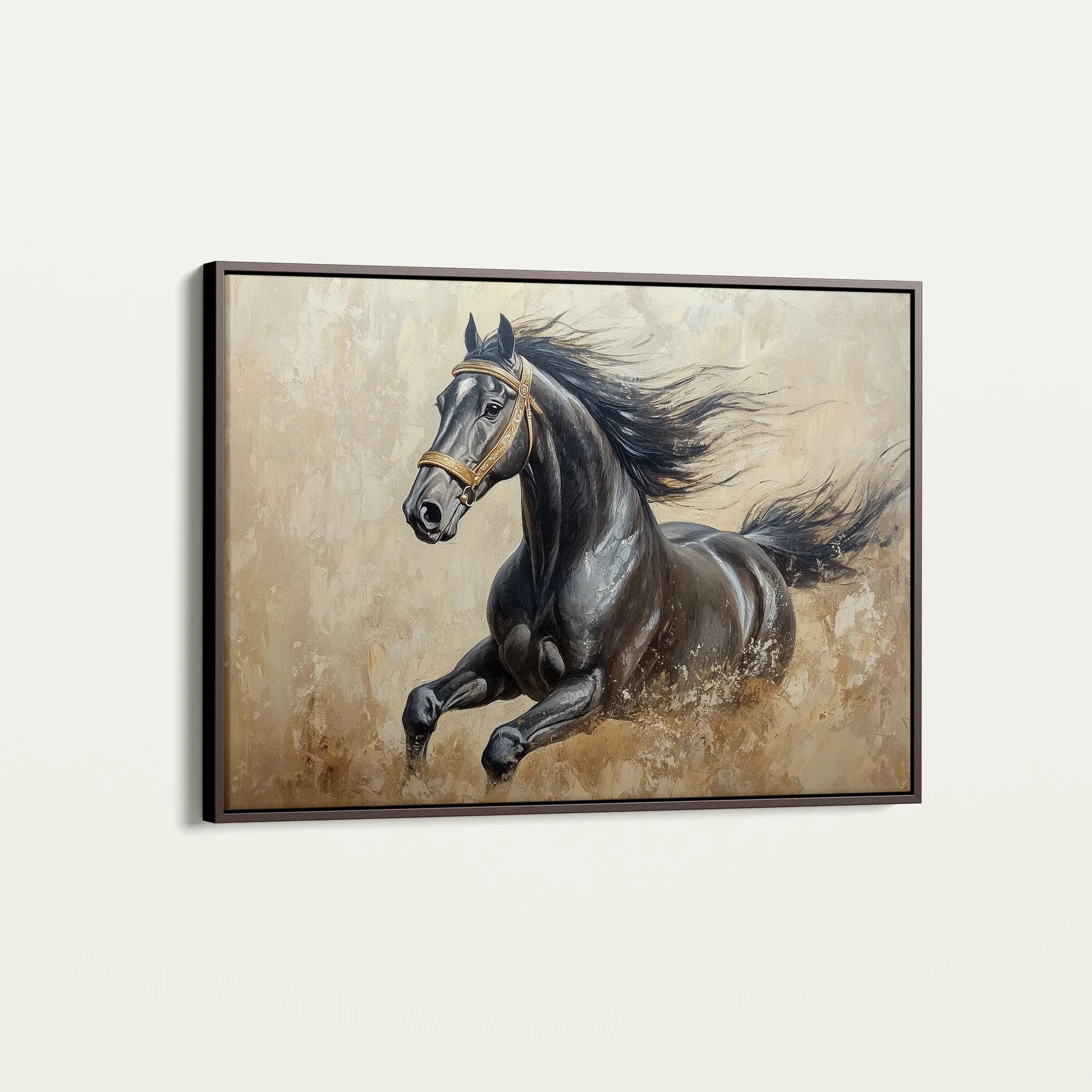 Horses 005 Canvas Art 60 x 40 cm / Black