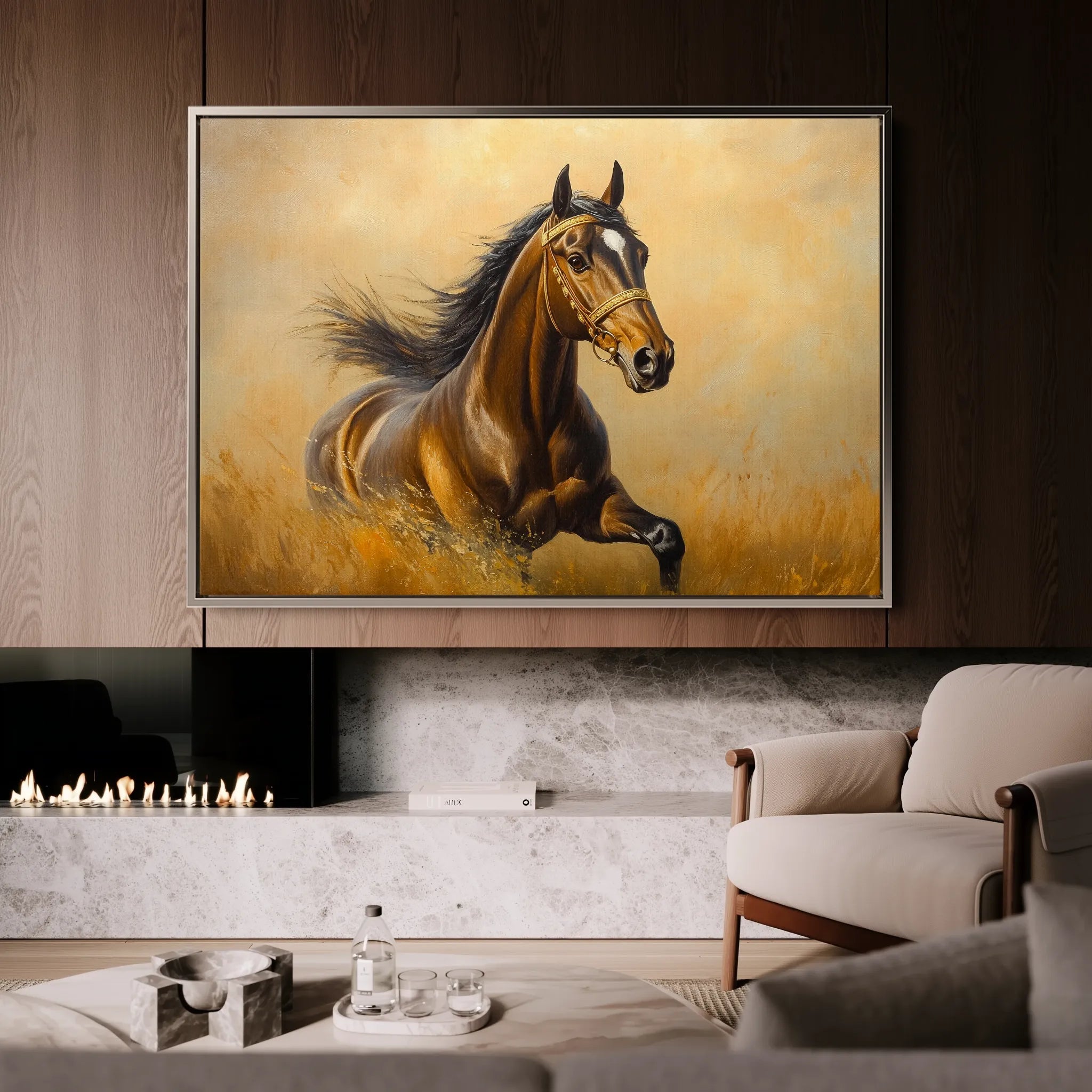 Horses 007 Canvas Art 60 x 40 cm / Black
