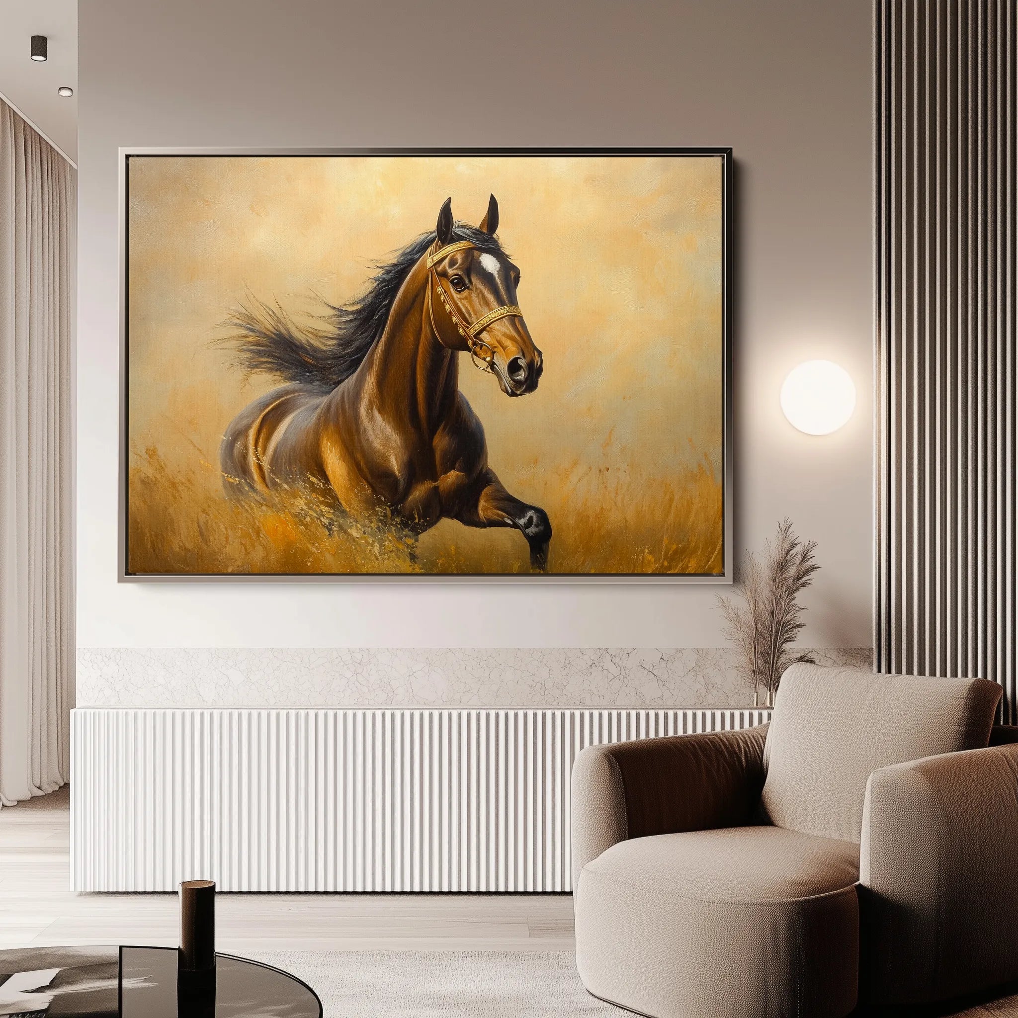 Horses 007 Canvas Art 60 x 40 cm / Black