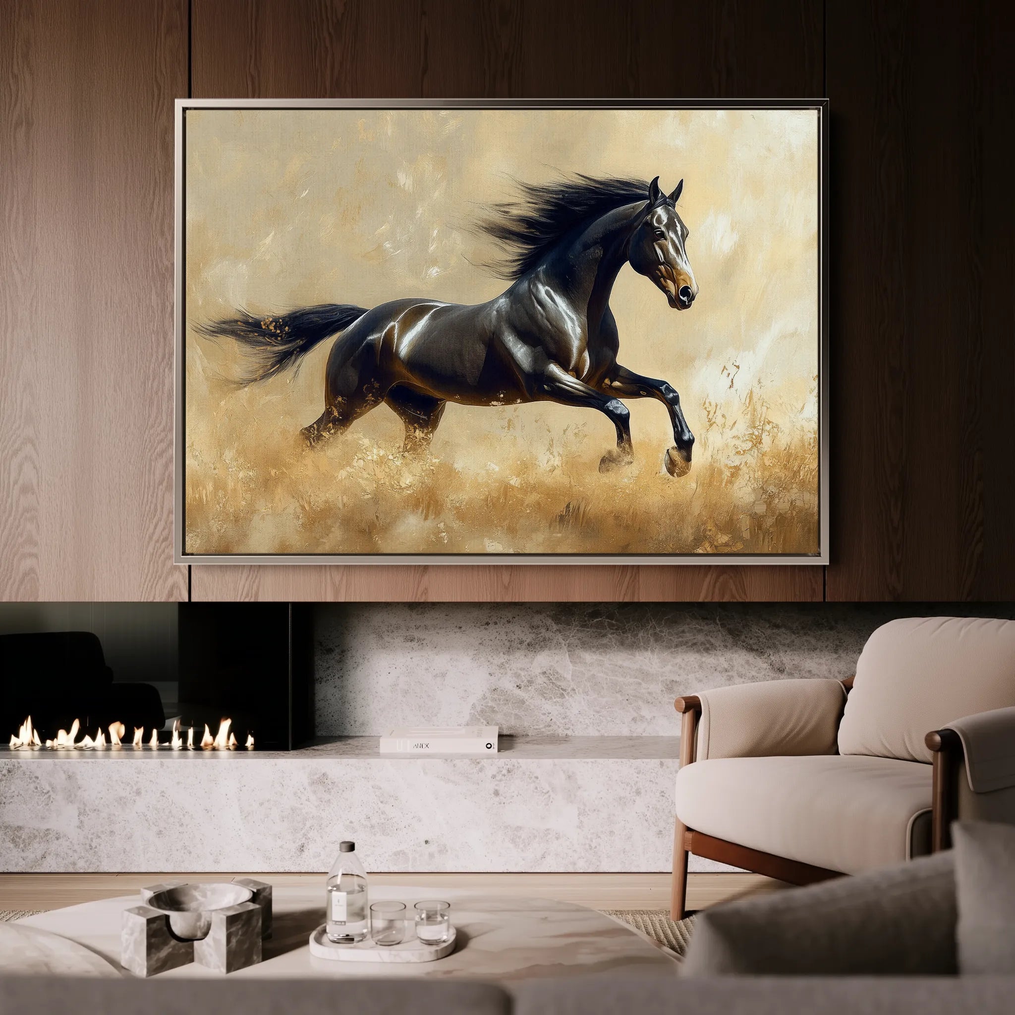 Horses 008 Canvas Art 60 x 40 cm / Black