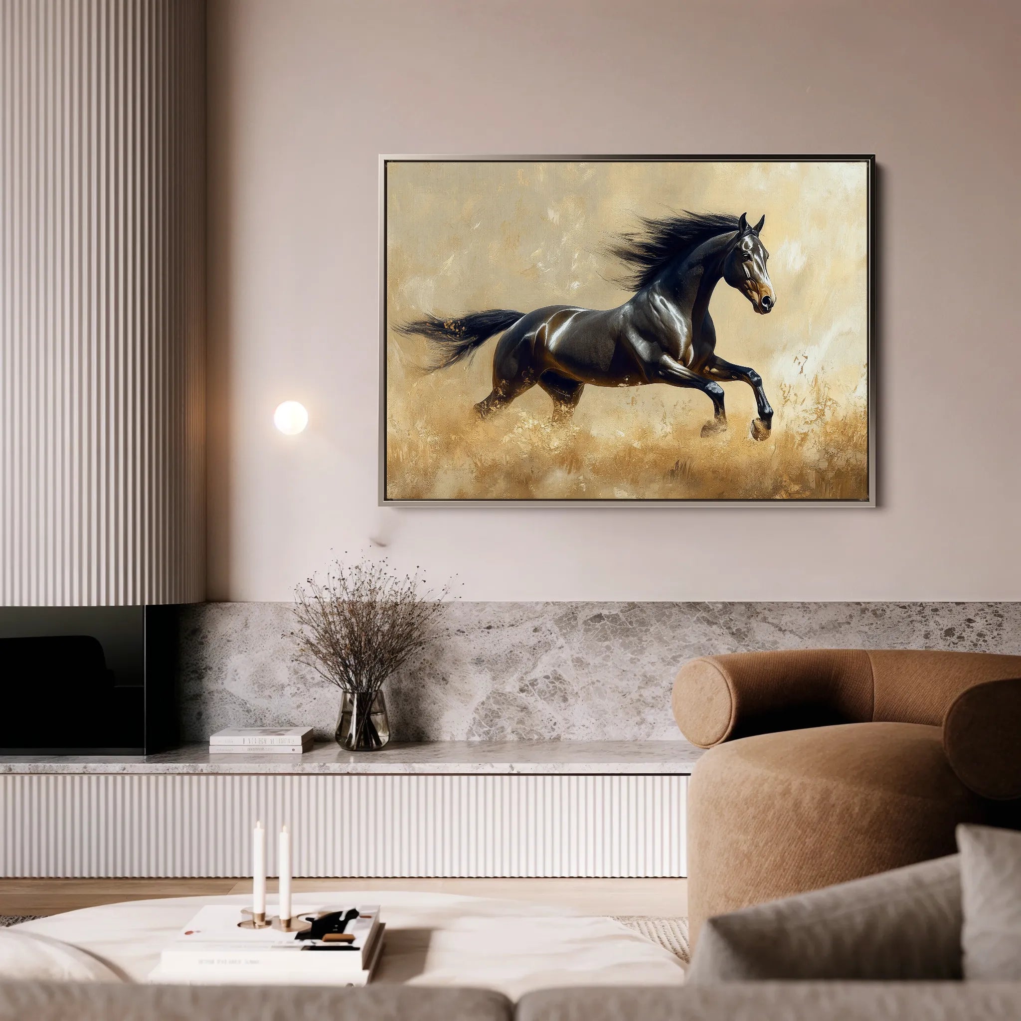 Horses 008 Canvas Art 60 x 40 cm / Black