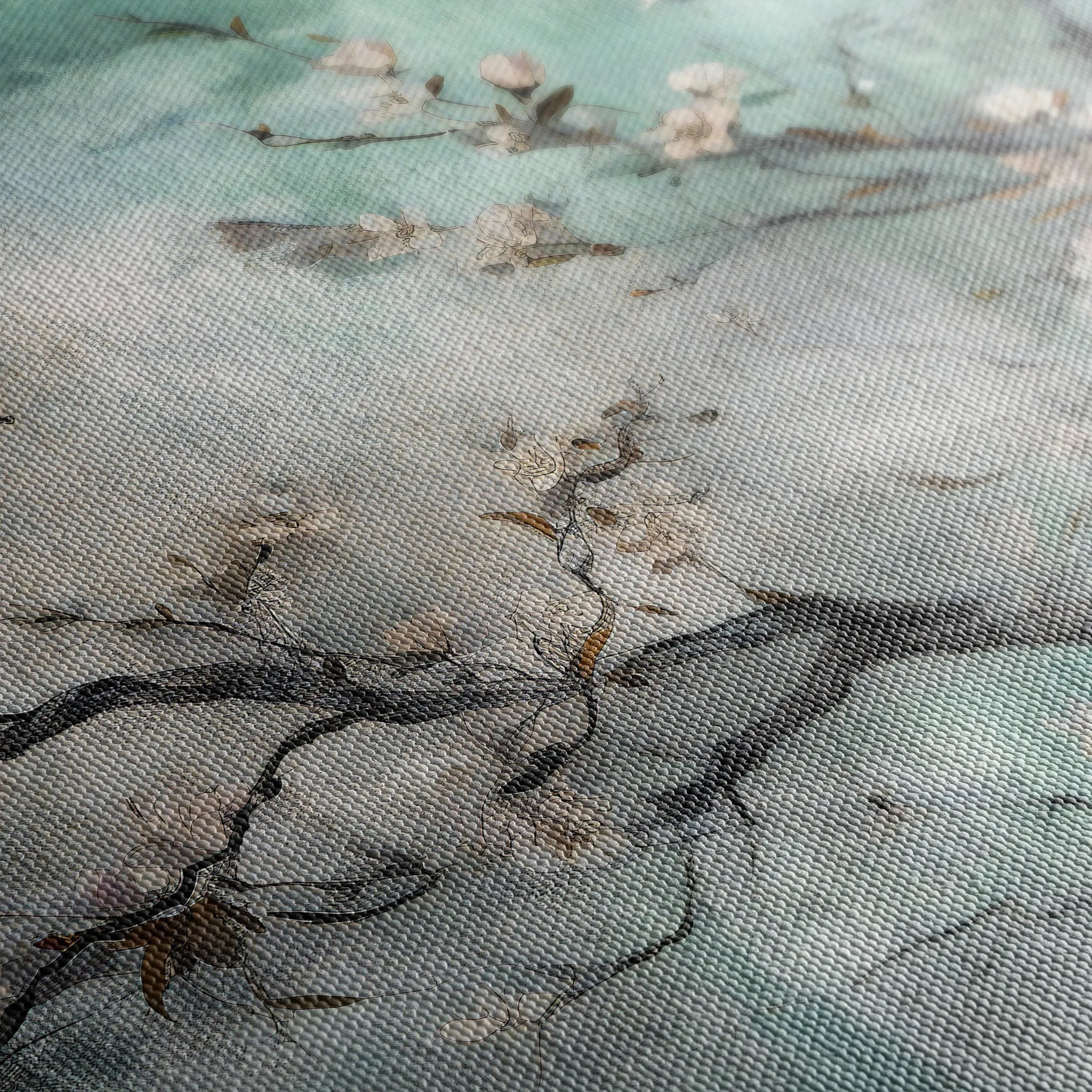 Floral 009 Canvas Art 60 x 40 cm / Black