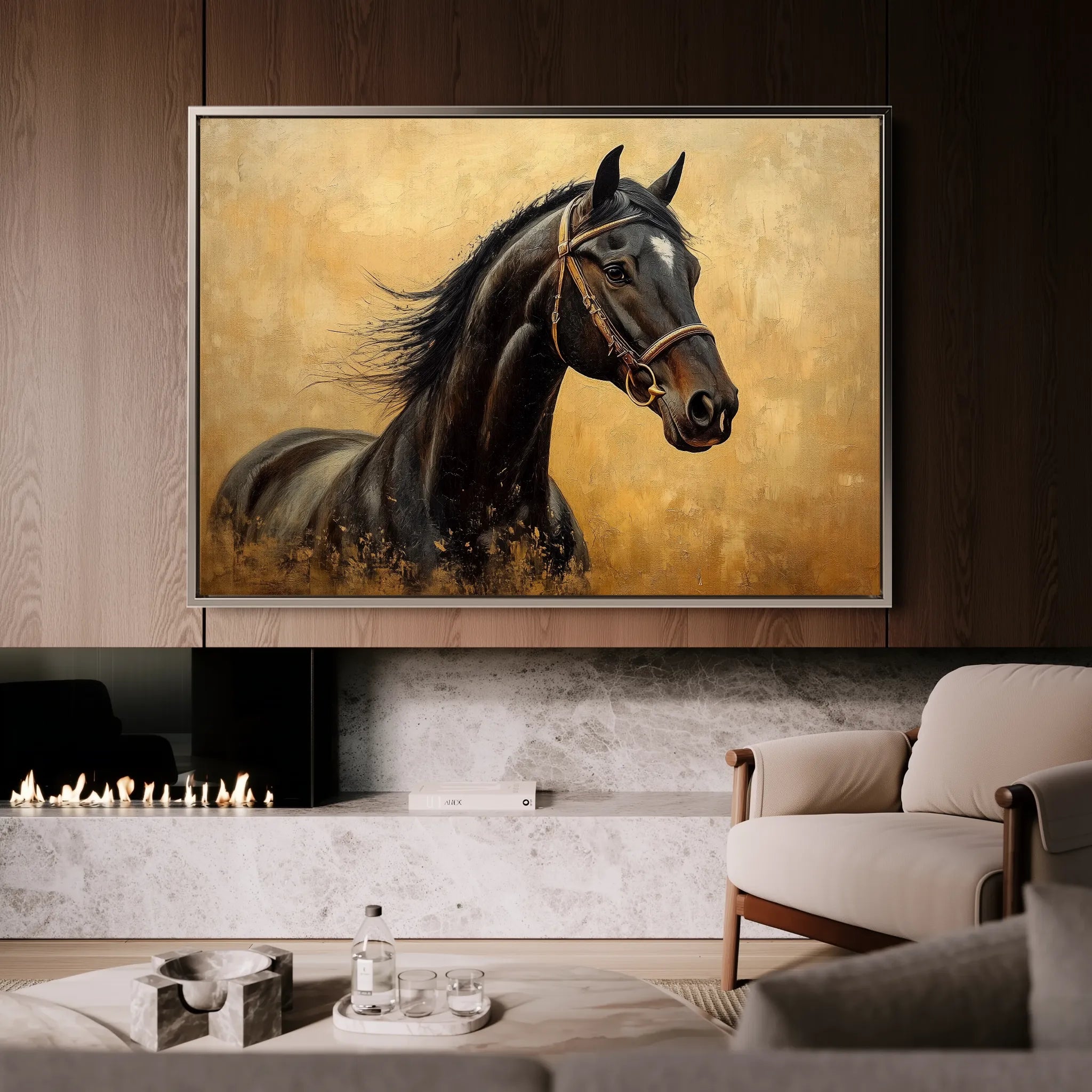 Horses 010 Canvas Art 60 x 40 cm / Black