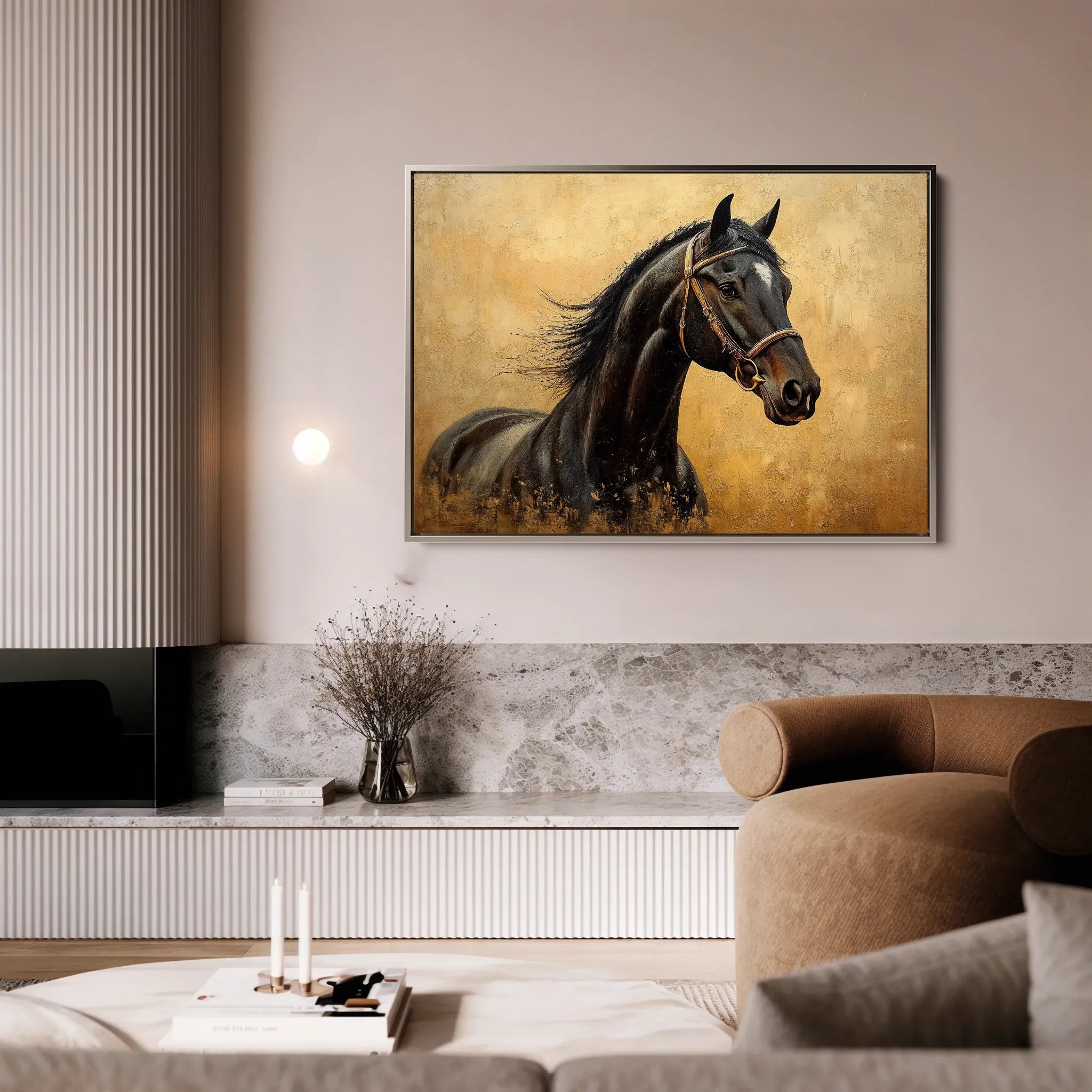Horses 010 Canvas Art 60 x 40 cm / Black
