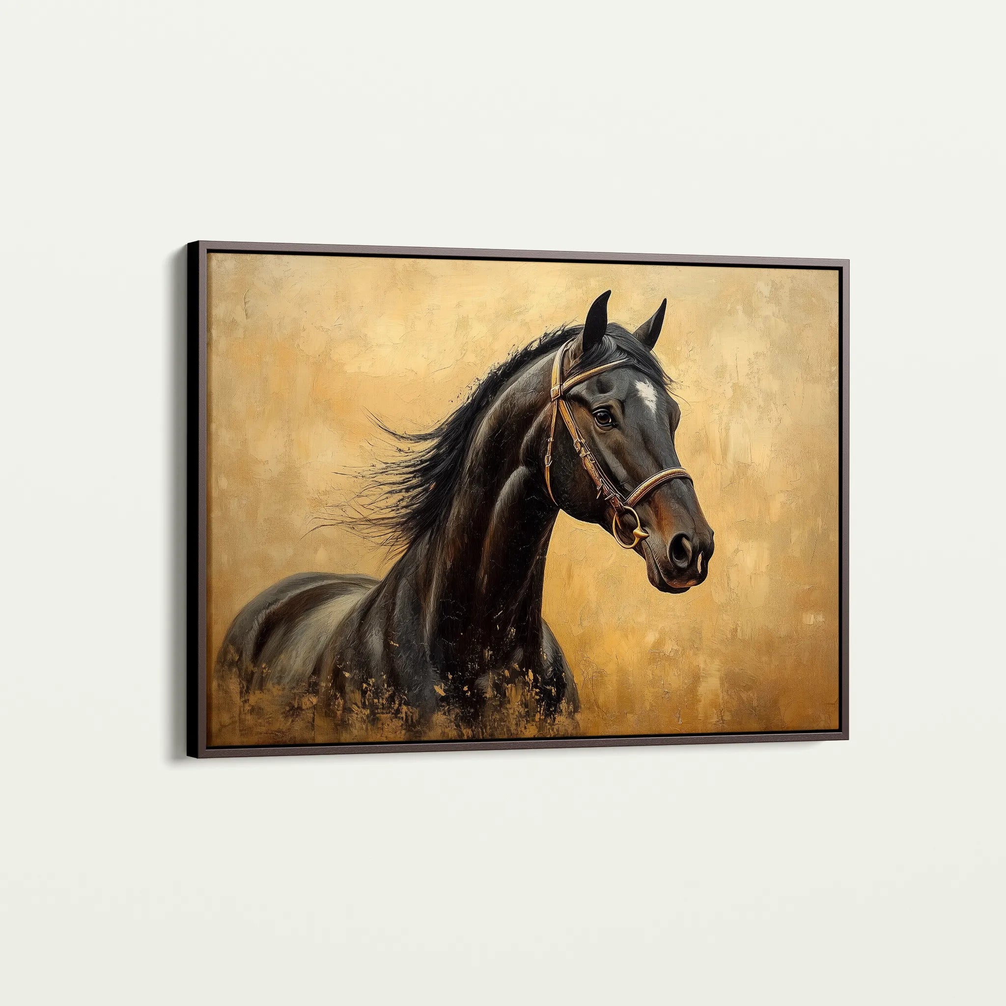 Horses 010 Canvas Art 60 x 40 cm / Black