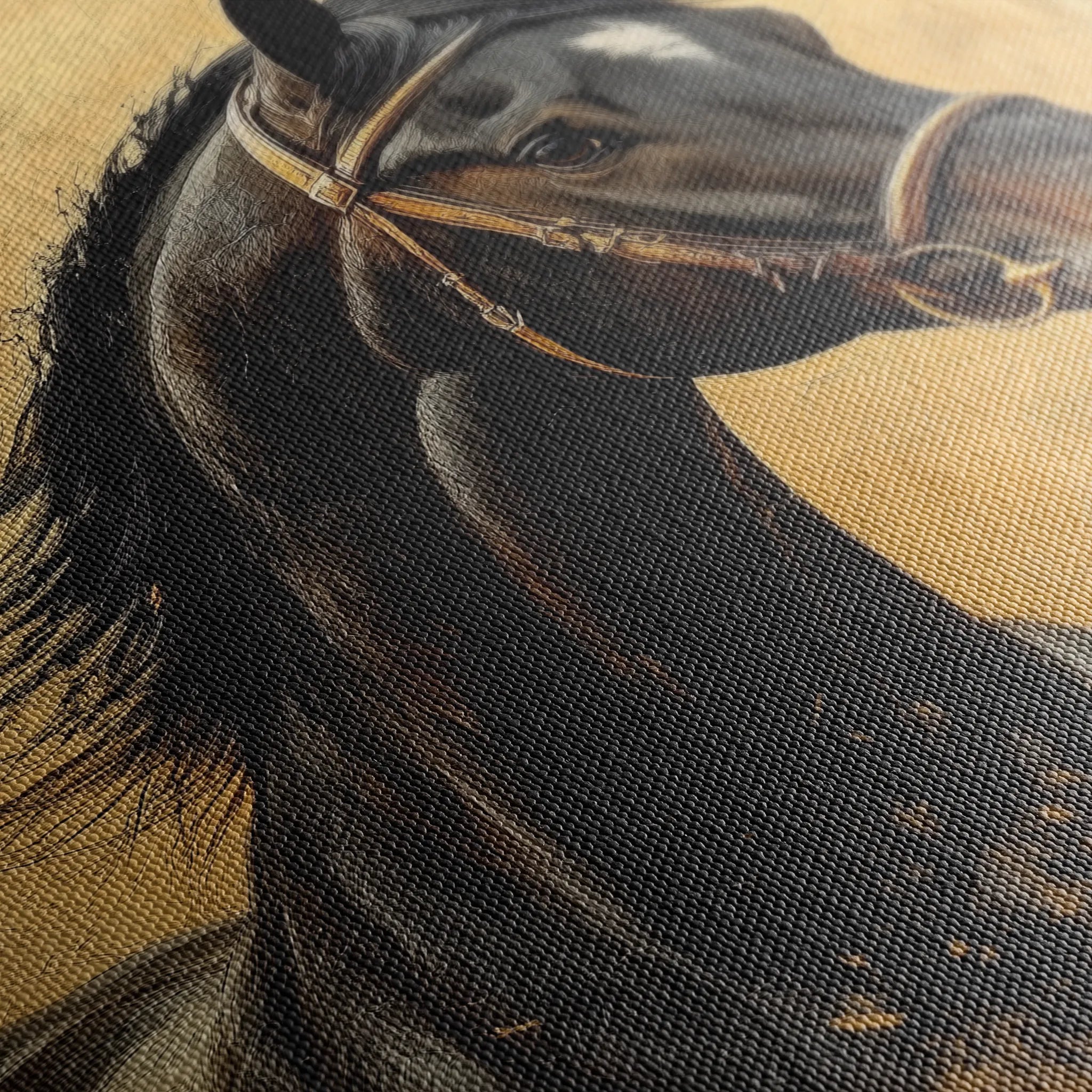 Horses 010 Canvas Art 60 x 40 cm / Black
