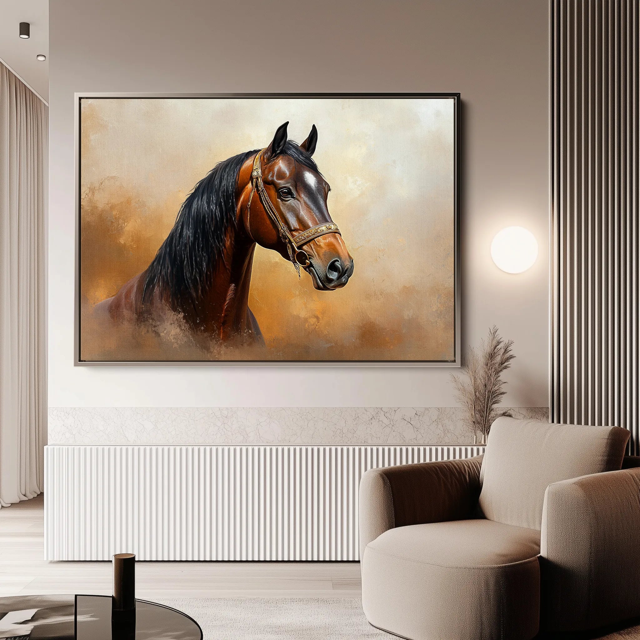 Horses 012 Canvas Art 60 x 40 cm / Black