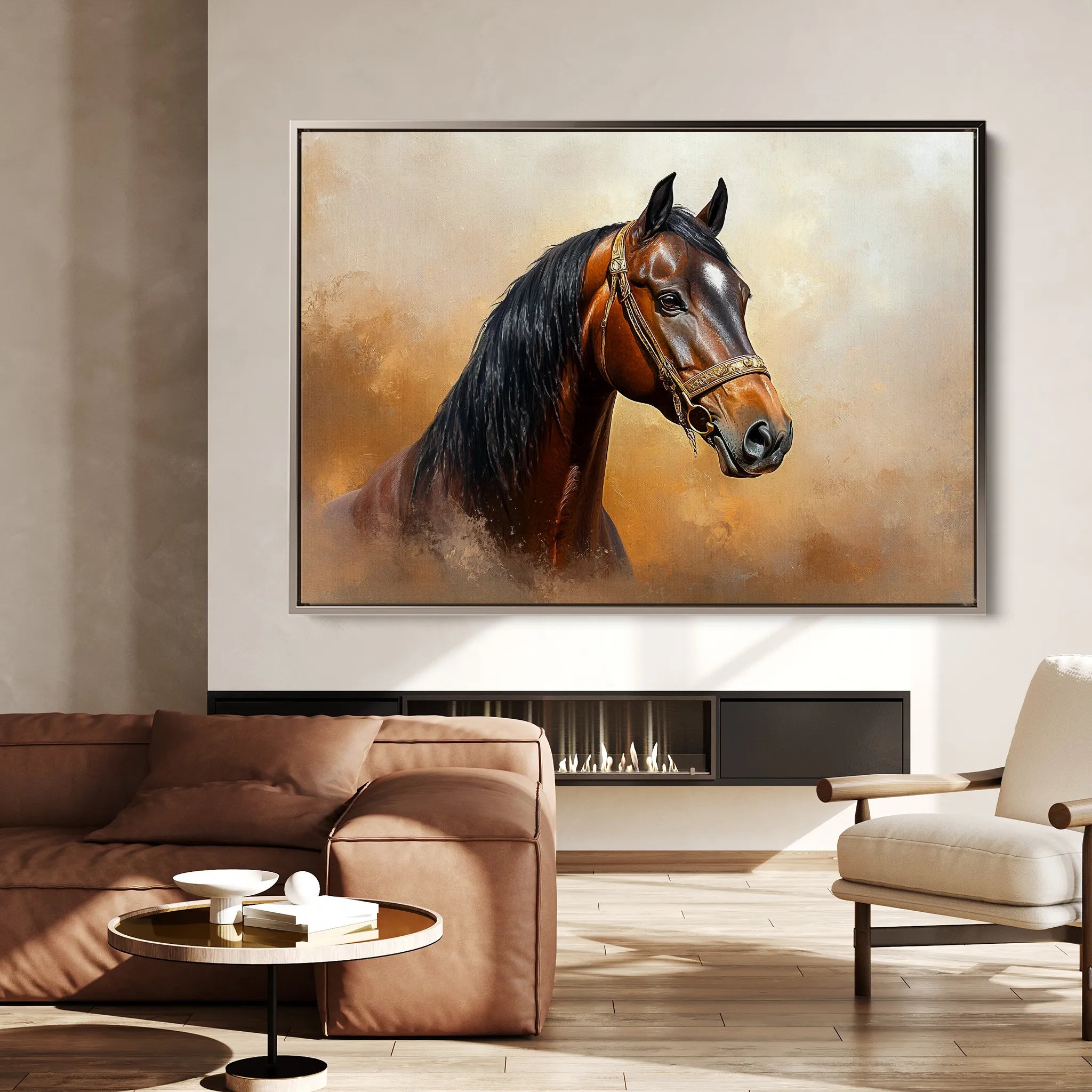 Horses 012 Canvas Art 60 x 40 cm / Black