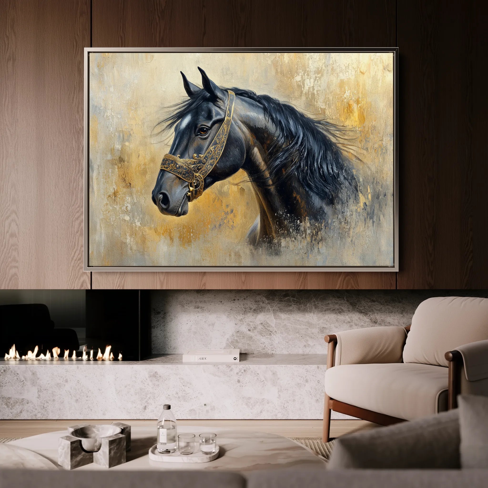 Horses 013 Canvas Art 60 x 40 cm / Black