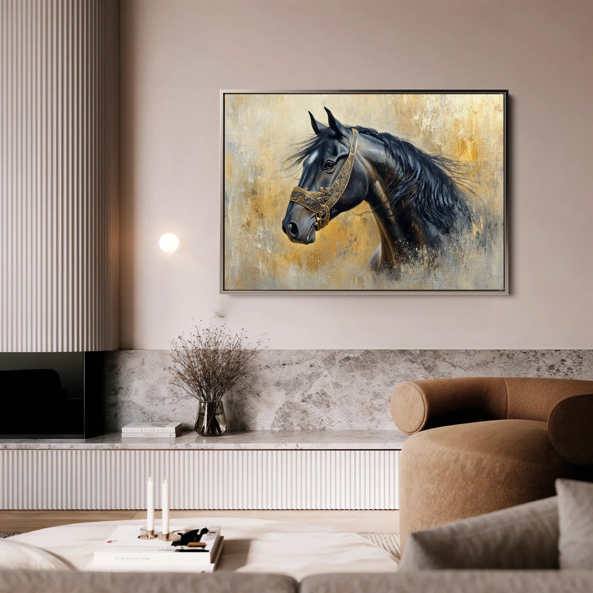 Horses 013 Canvas Art 60 x 40 cm / Black