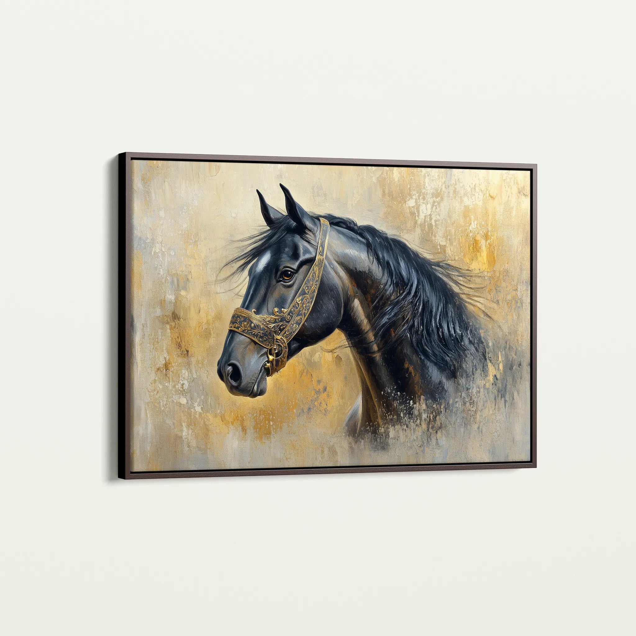 Horses 013 Canvas Art 60 x 40 cm / Black