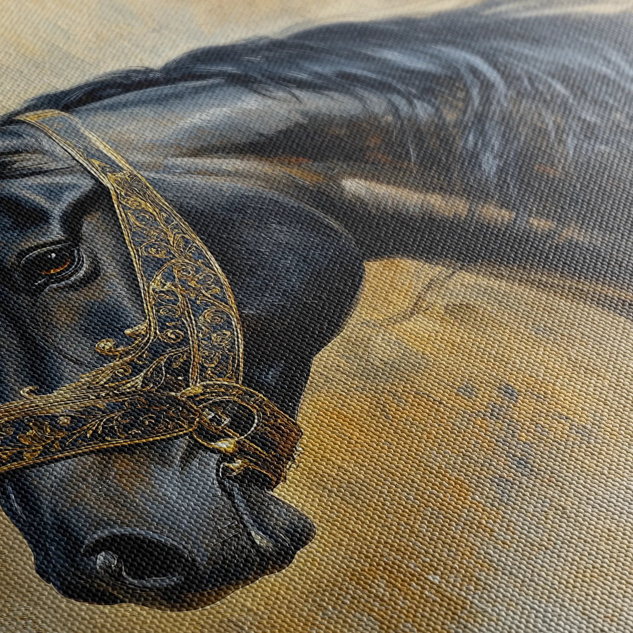Horses 013 Canvas Art 60 x 40 cm / Black