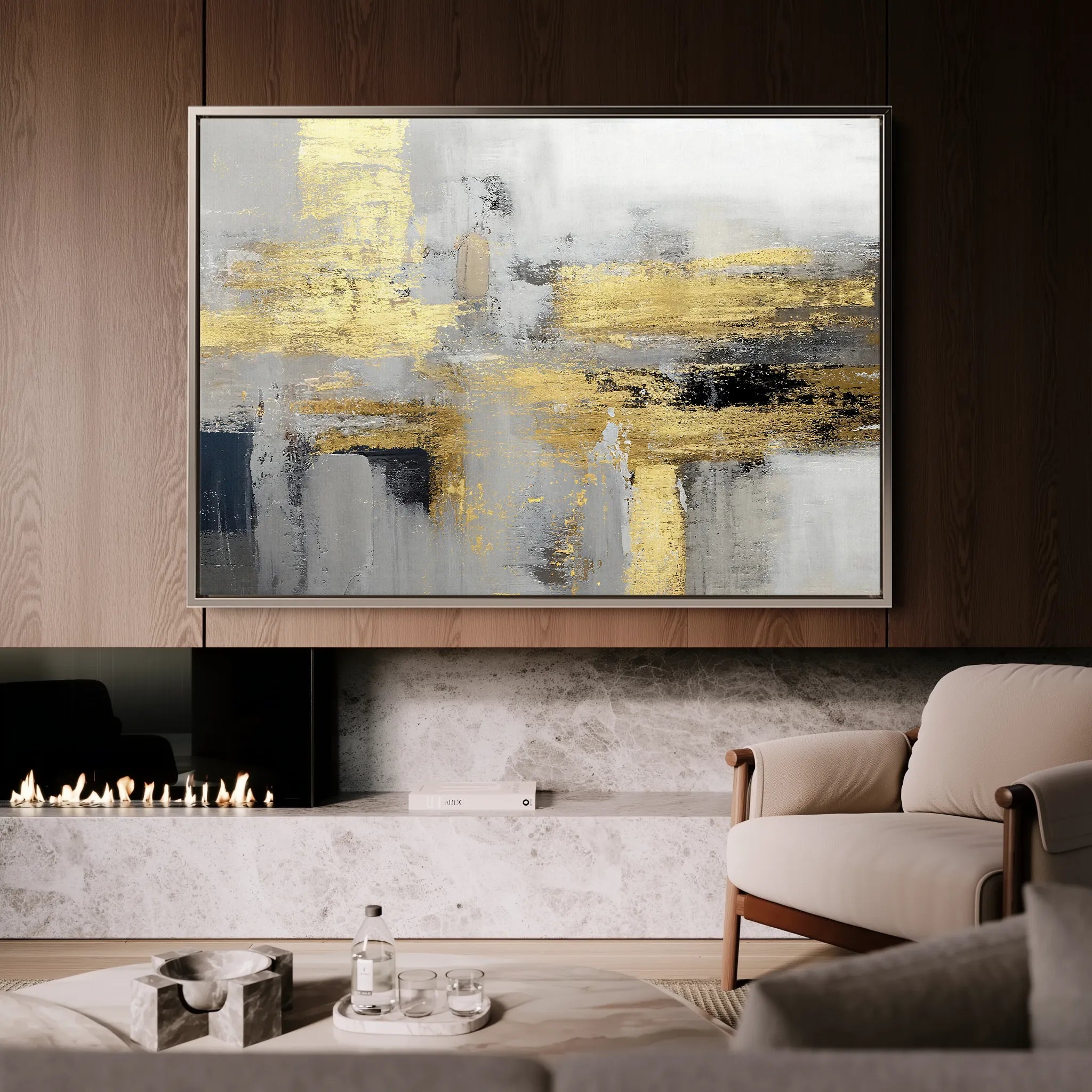 Abstract 015 Canvas Art 60 x 40 cm / Black
