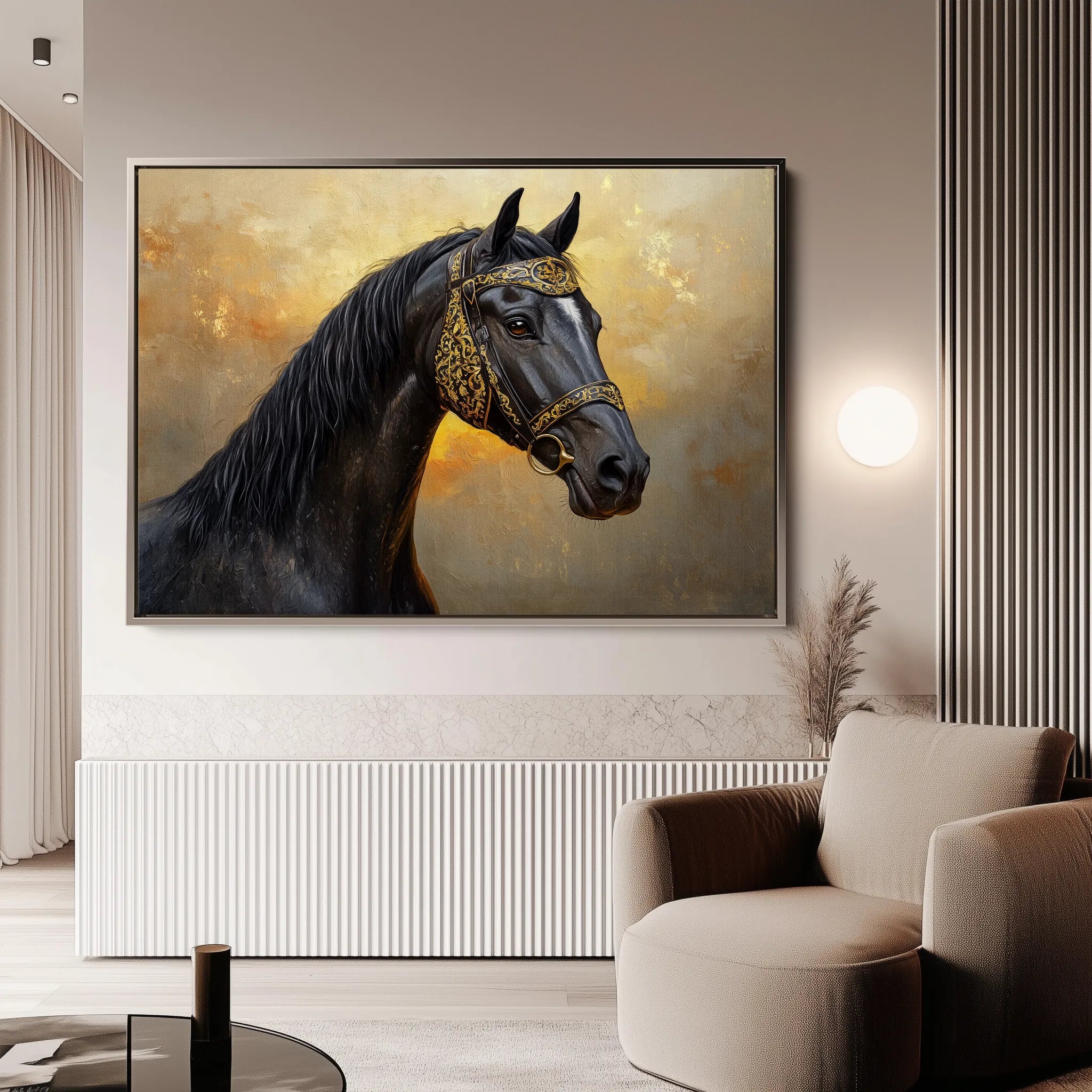 Horses 015 Canvas Art 60 x 40 cm / Black