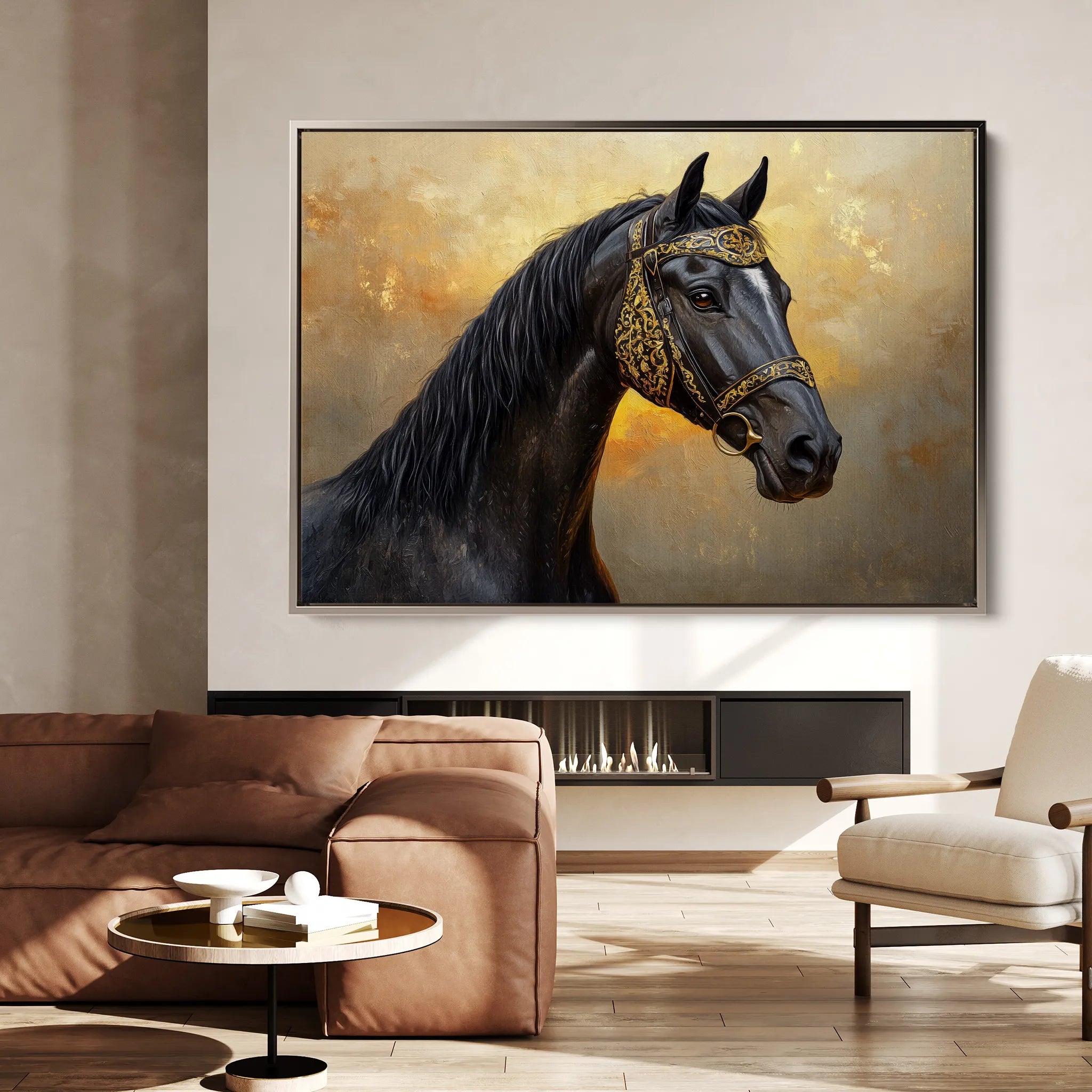 Horses 015 Canvas Art 60 x 40 cm / Black