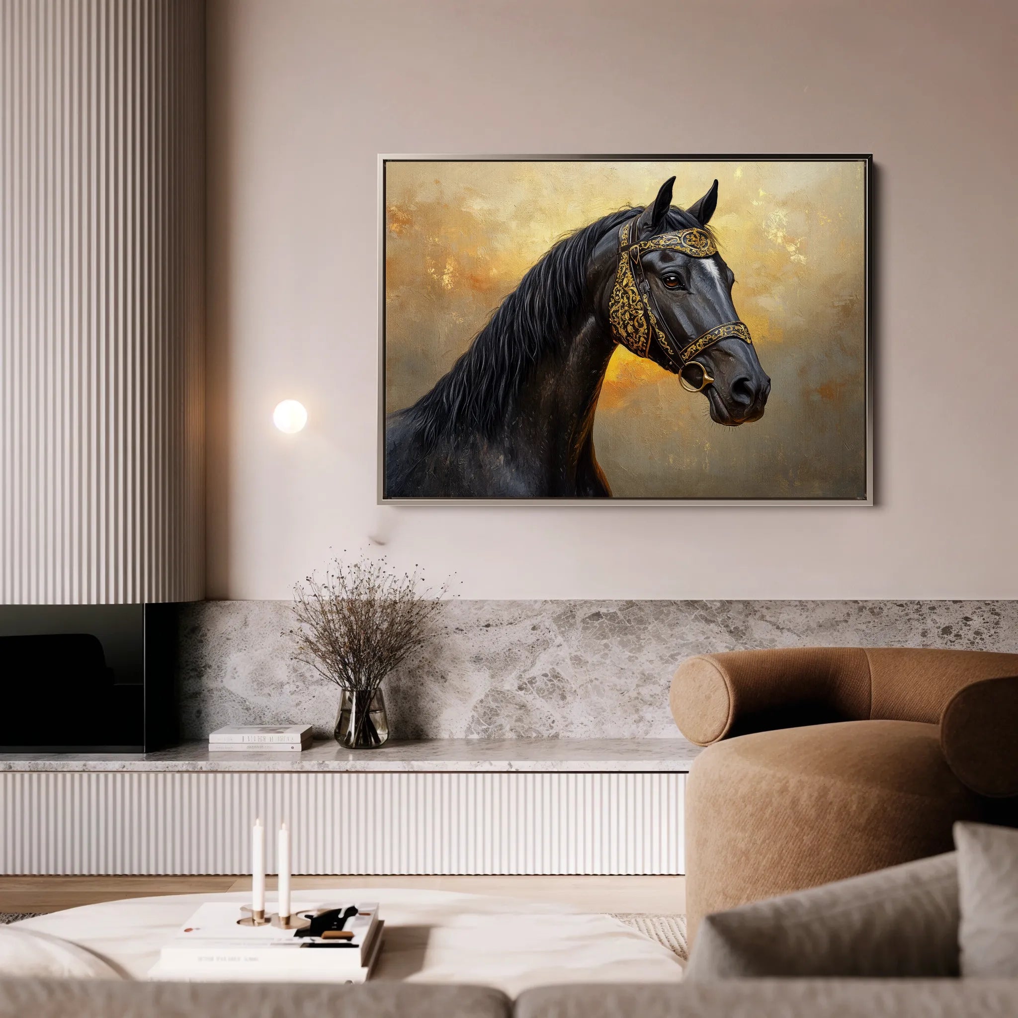 Horses 015 Canvas Art 60 x 40 cm / Black