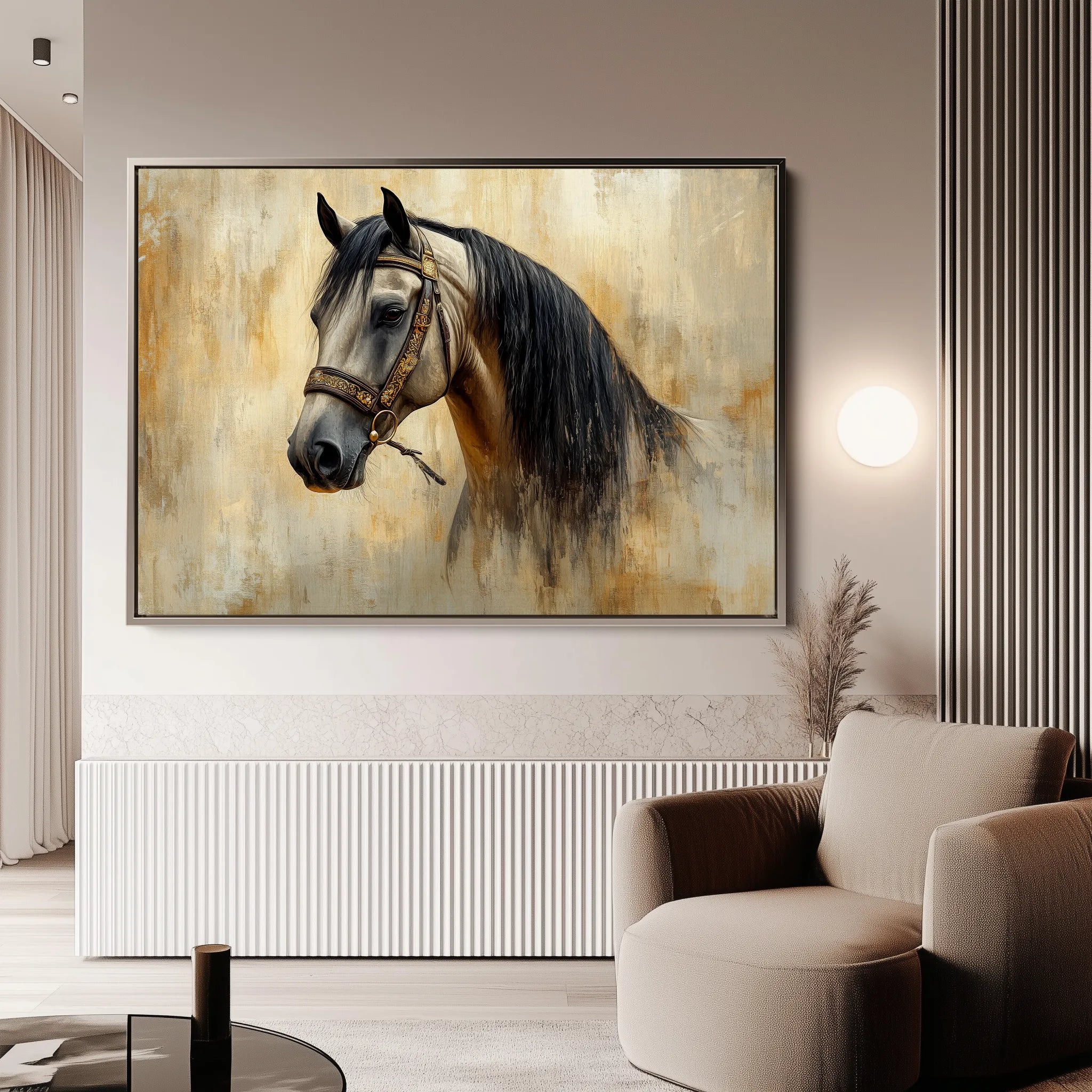 Horses 016 Canvas Art 60 x 40 cm / Black