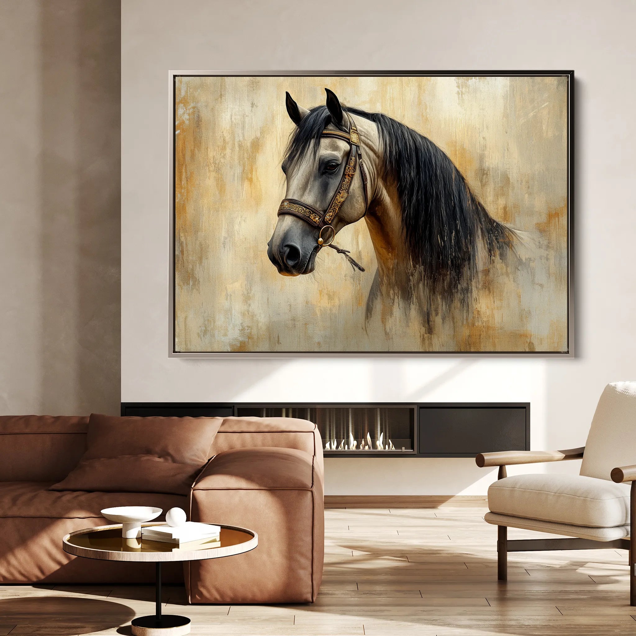 Horses 016 Canvas Art 60 x 40 cm / Black