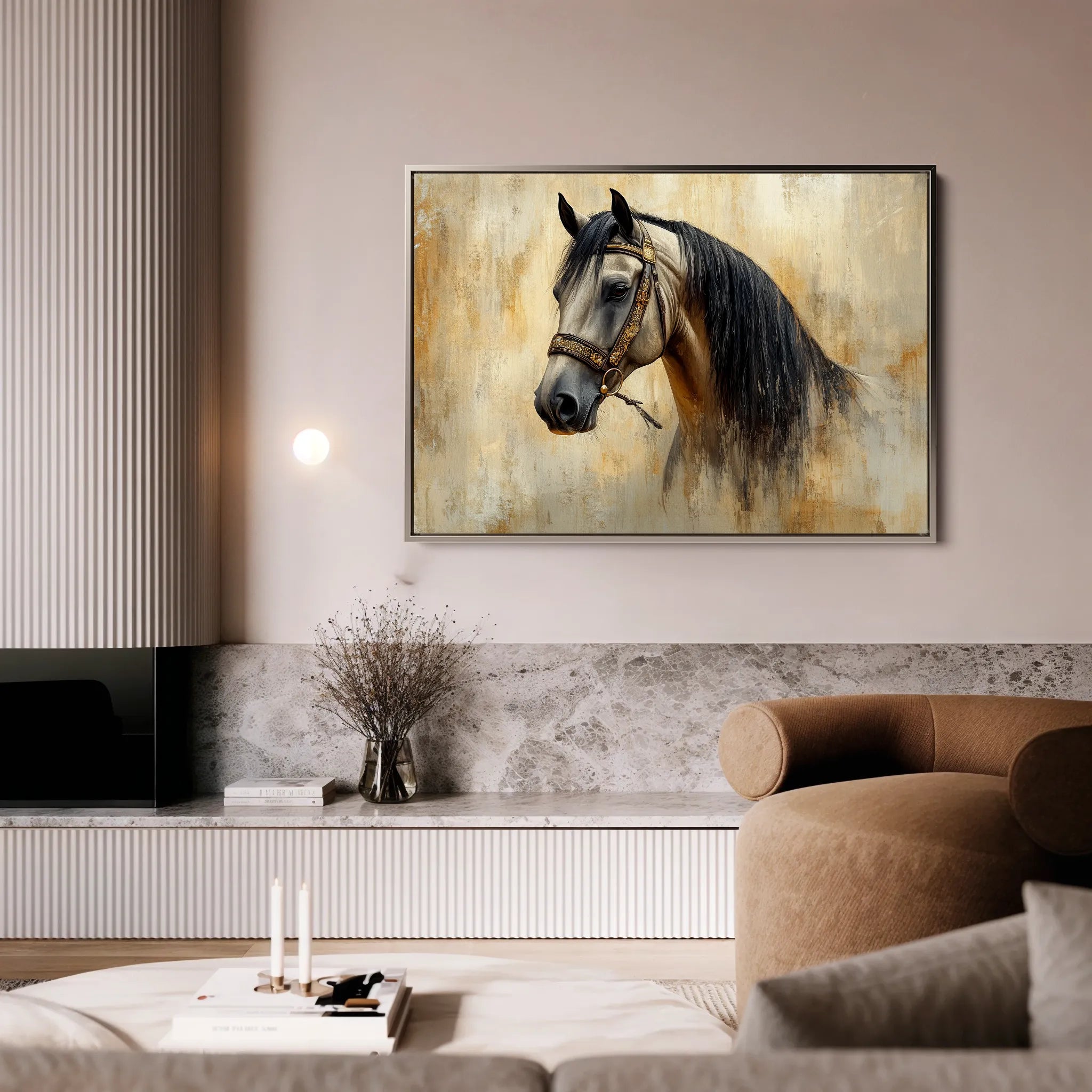 Horses 016 Canvas Art 60 x 40 cm / Black