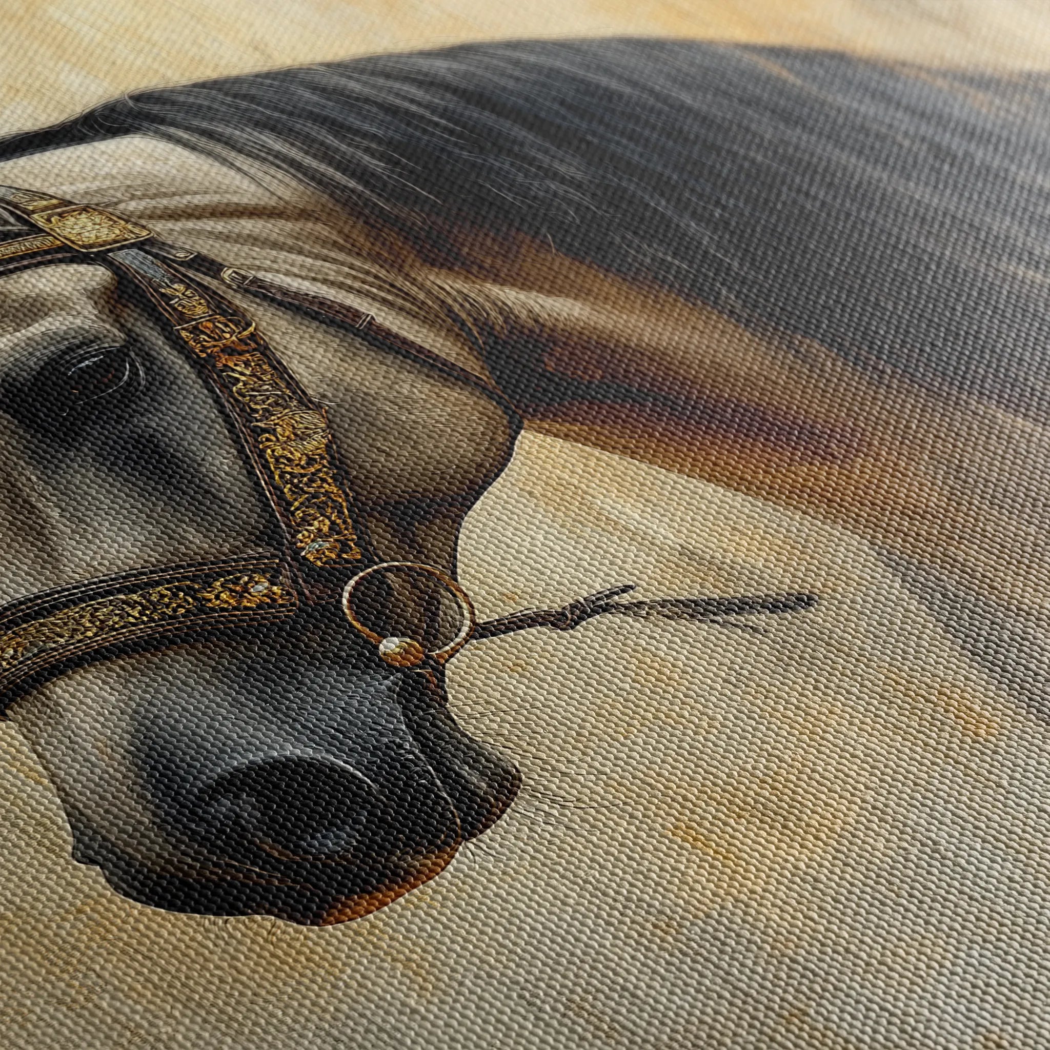 Horses 016 Canvas Art 60 x 40 cm / Black