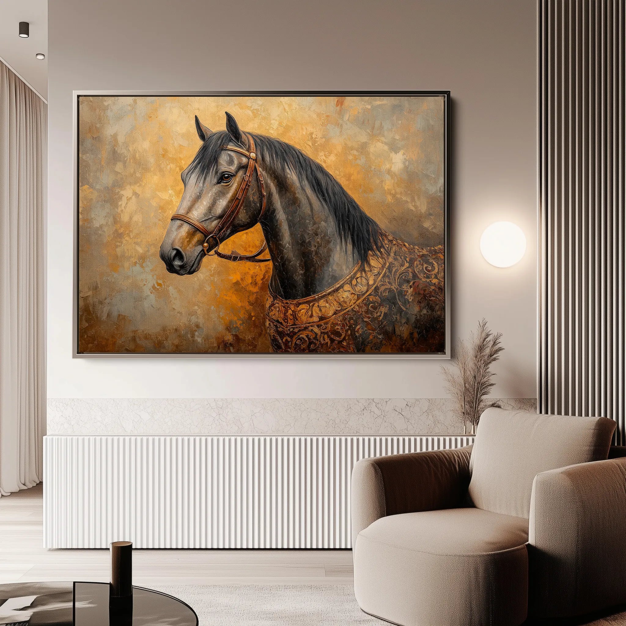 Horses 017 Canvas Art 60 x 40 cm / Black