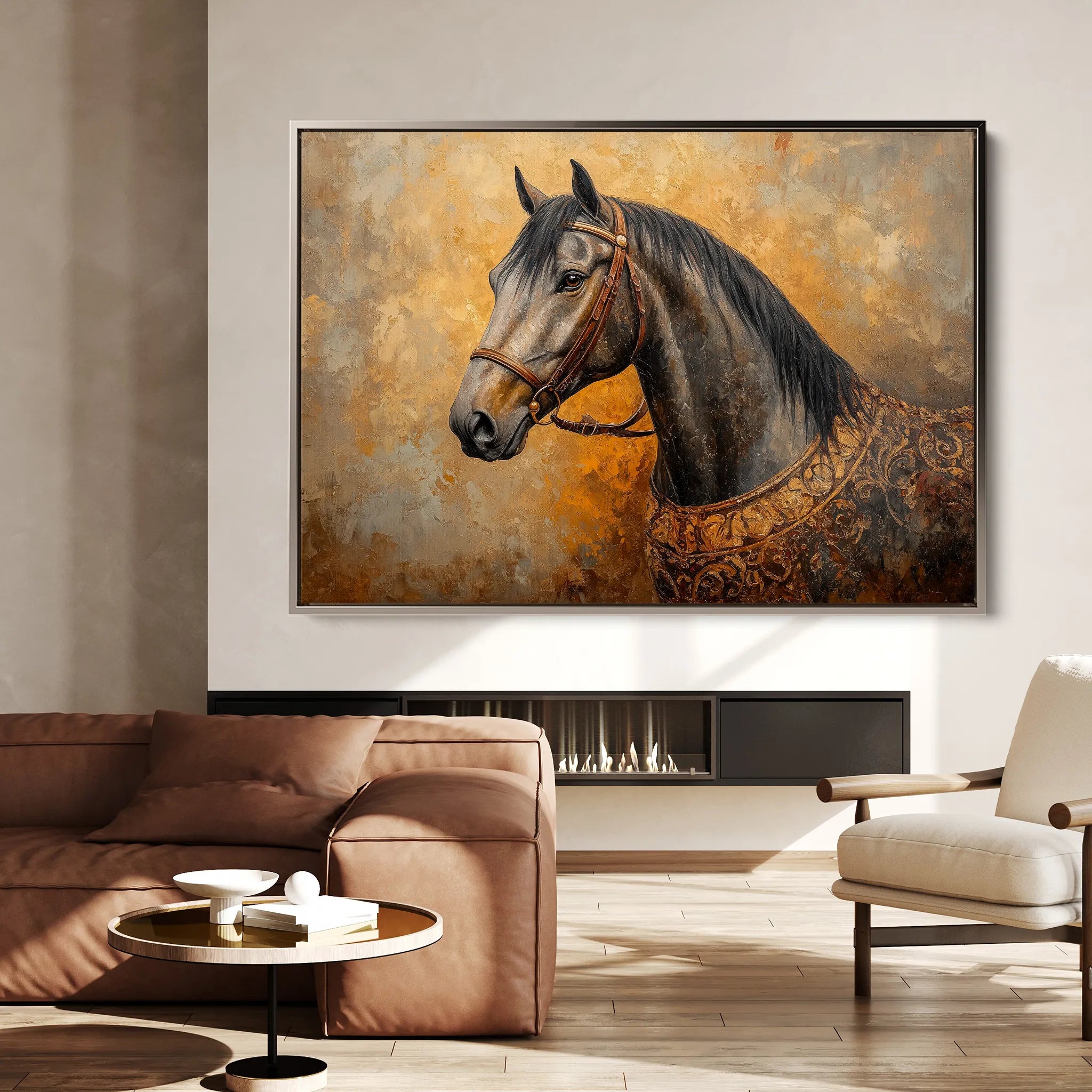 Horses 017 Canvas Art 60 x 40 cm / Black