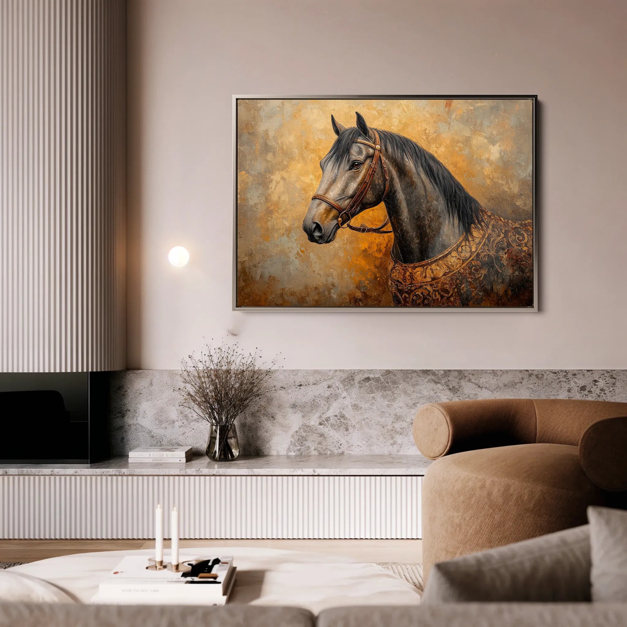Horses 017 Canvas Art 60 x 40 cm / Black