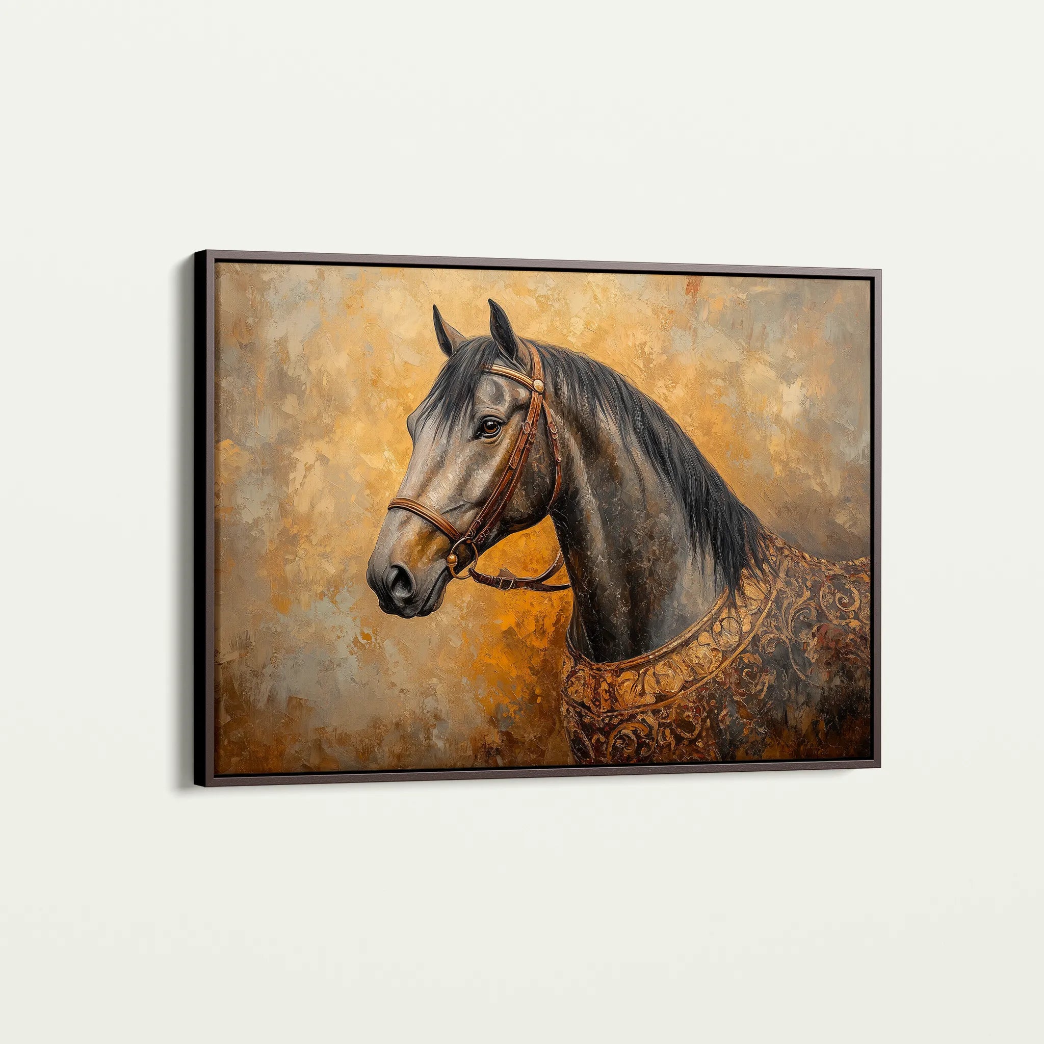 Horses 017 Canvas Art 60 x 40 cm / Black