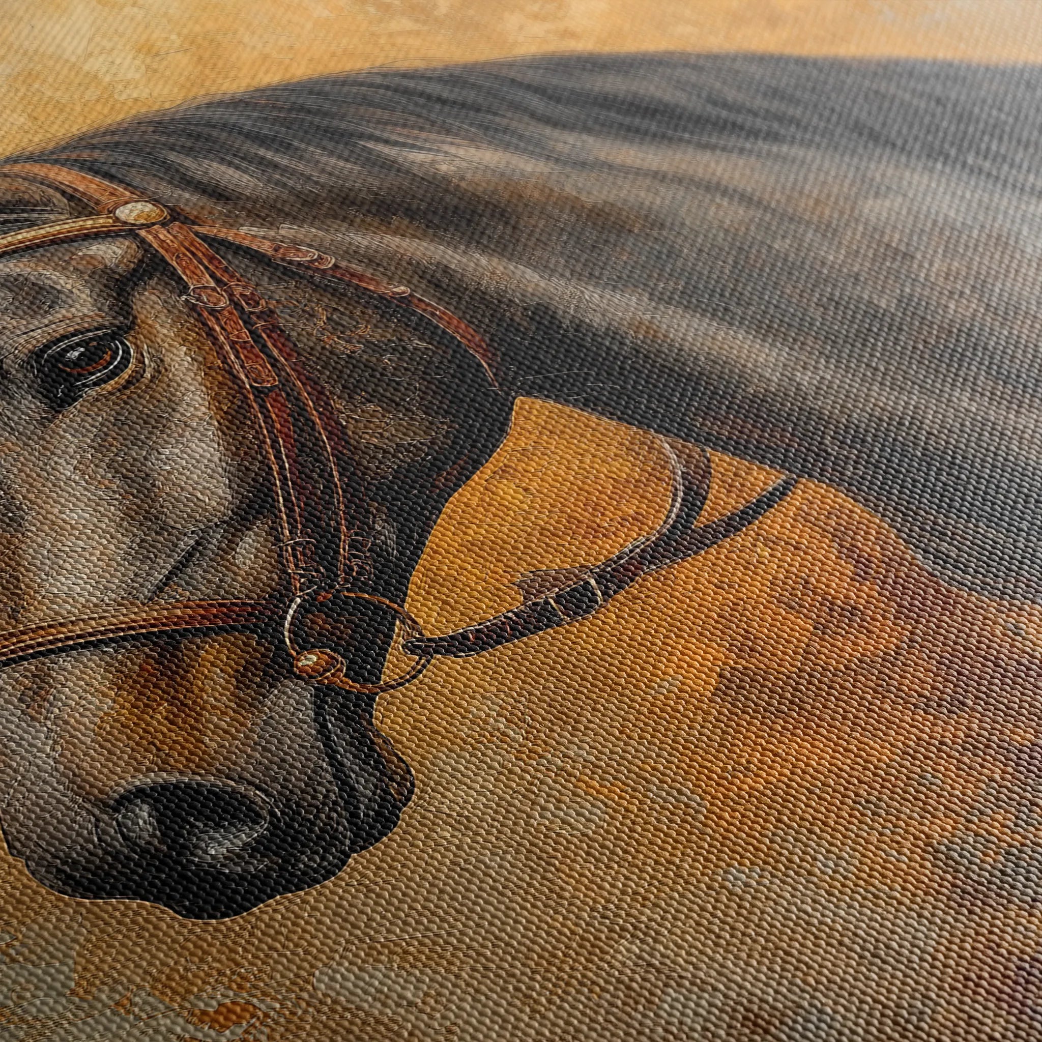 Horses 017 Canvas Art 60 x 40 cm / Black