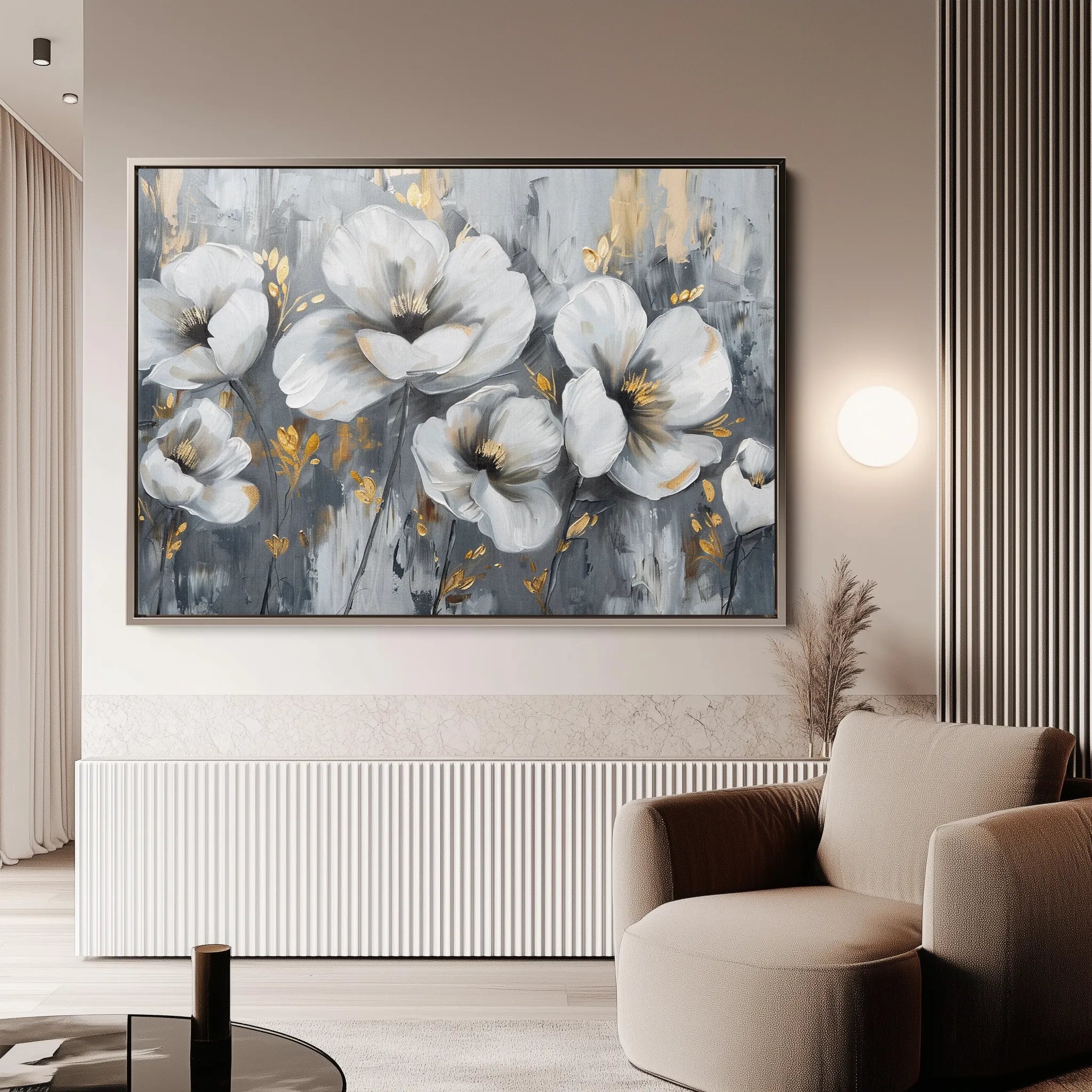 Floral 018 Canvas Art 60 x 40 cm / Black