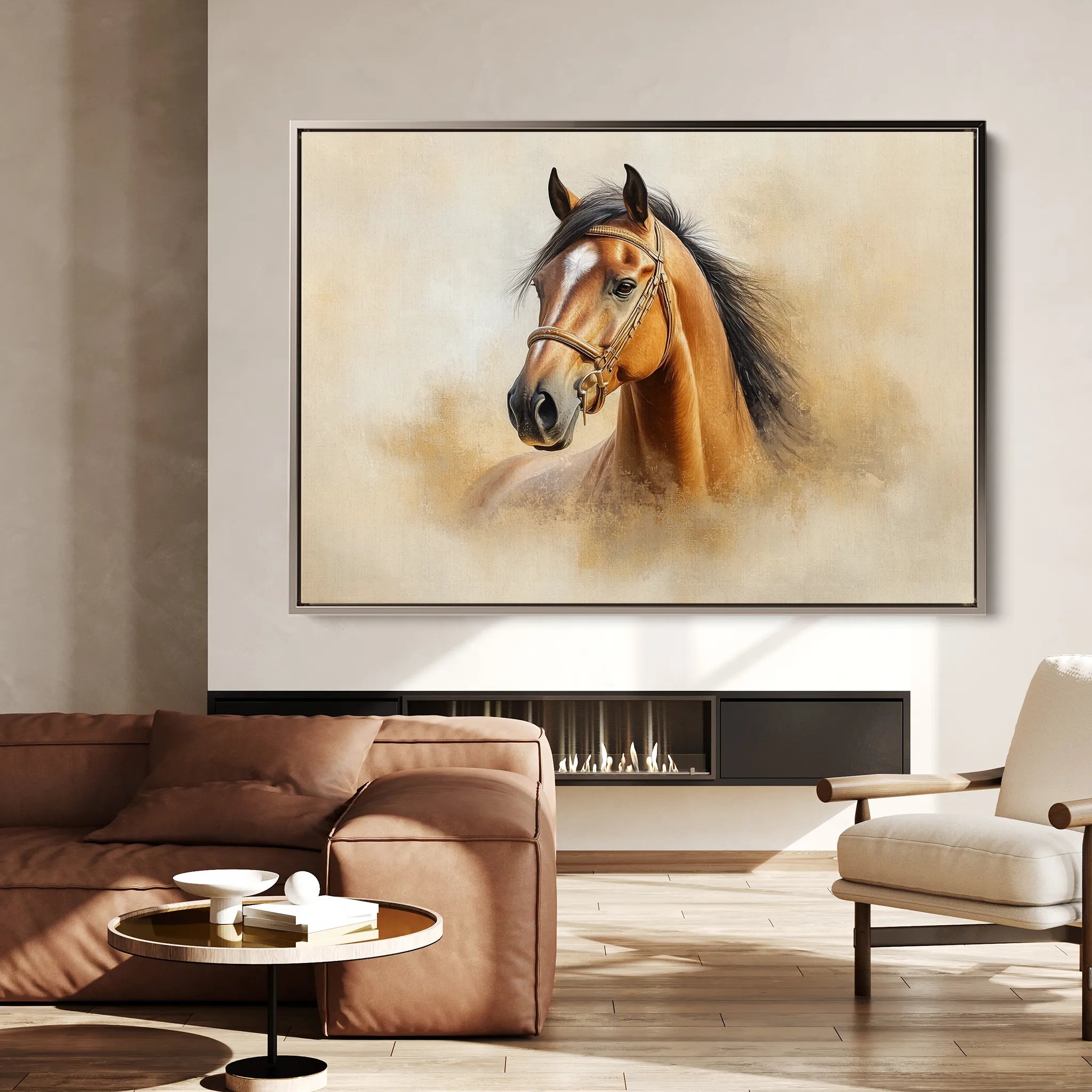 Horses 018 Canvas Art 60 x 40 cm / Black