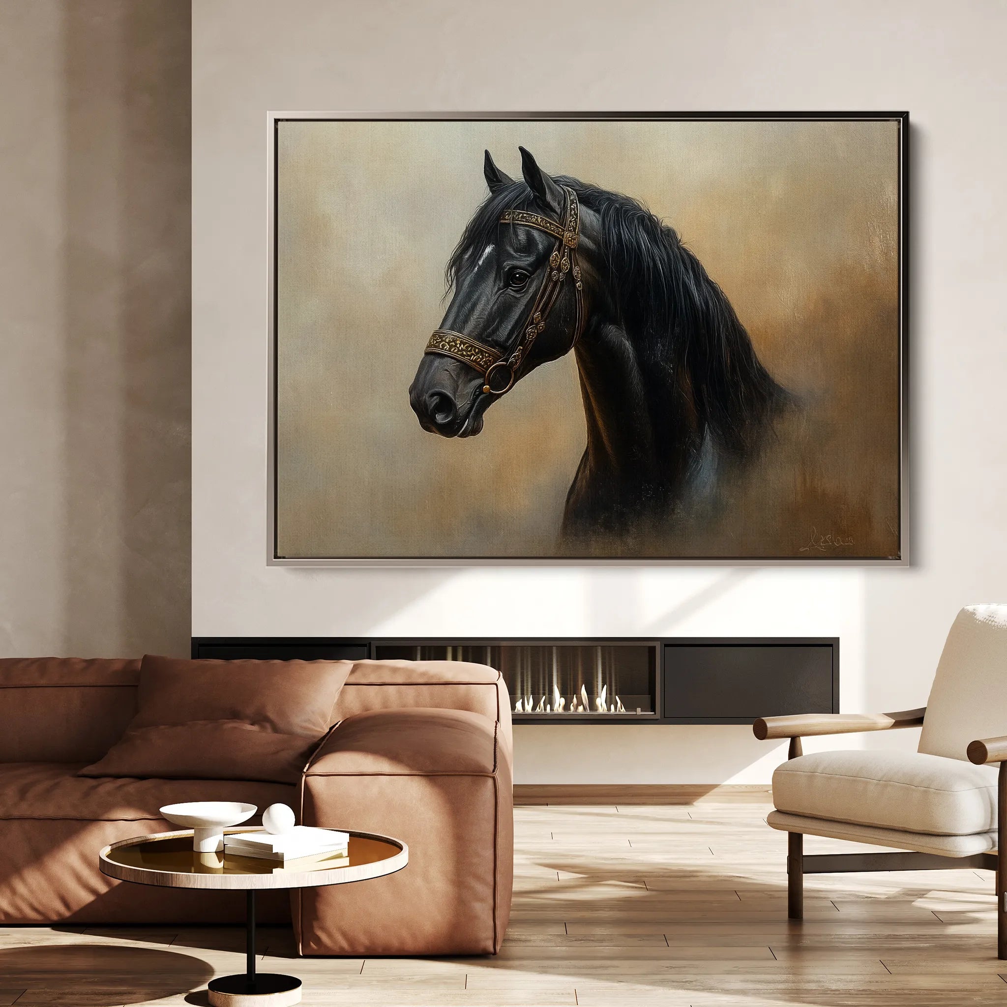 Horses 019 Canvas Art 60 x 40 cm / Black