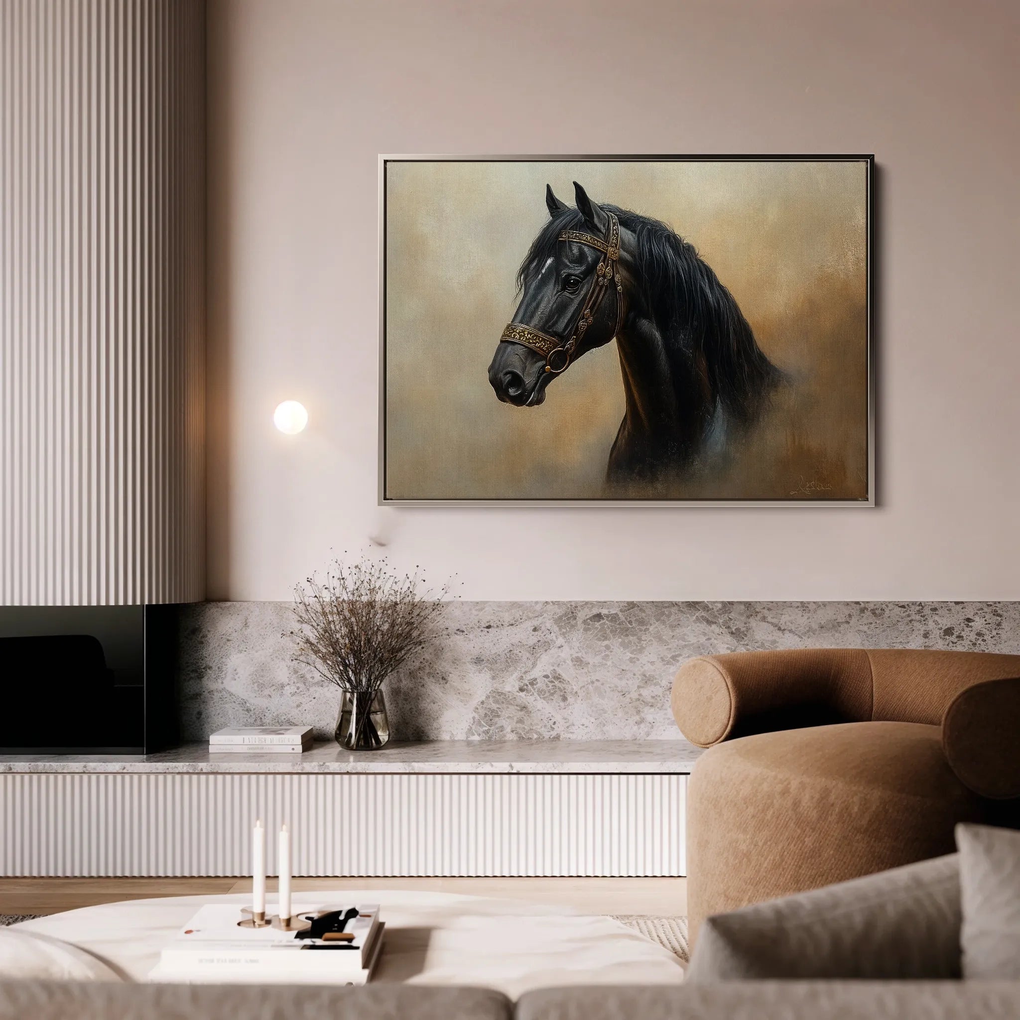 Horses 019 Canvas Art 60 x 40 cm / Black