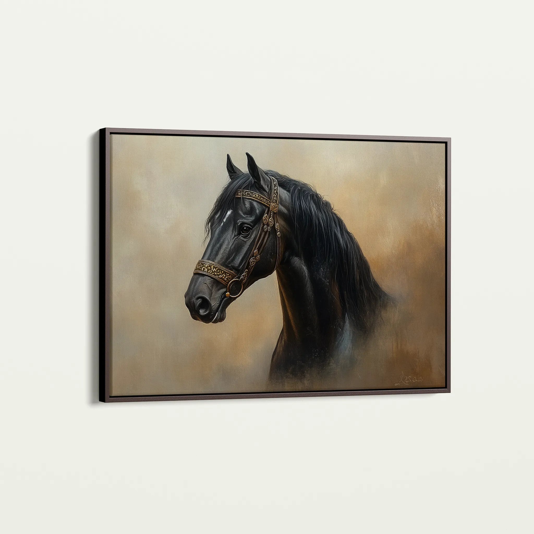 Horses 019 Canvas Art 60 x 40 cm / Black
