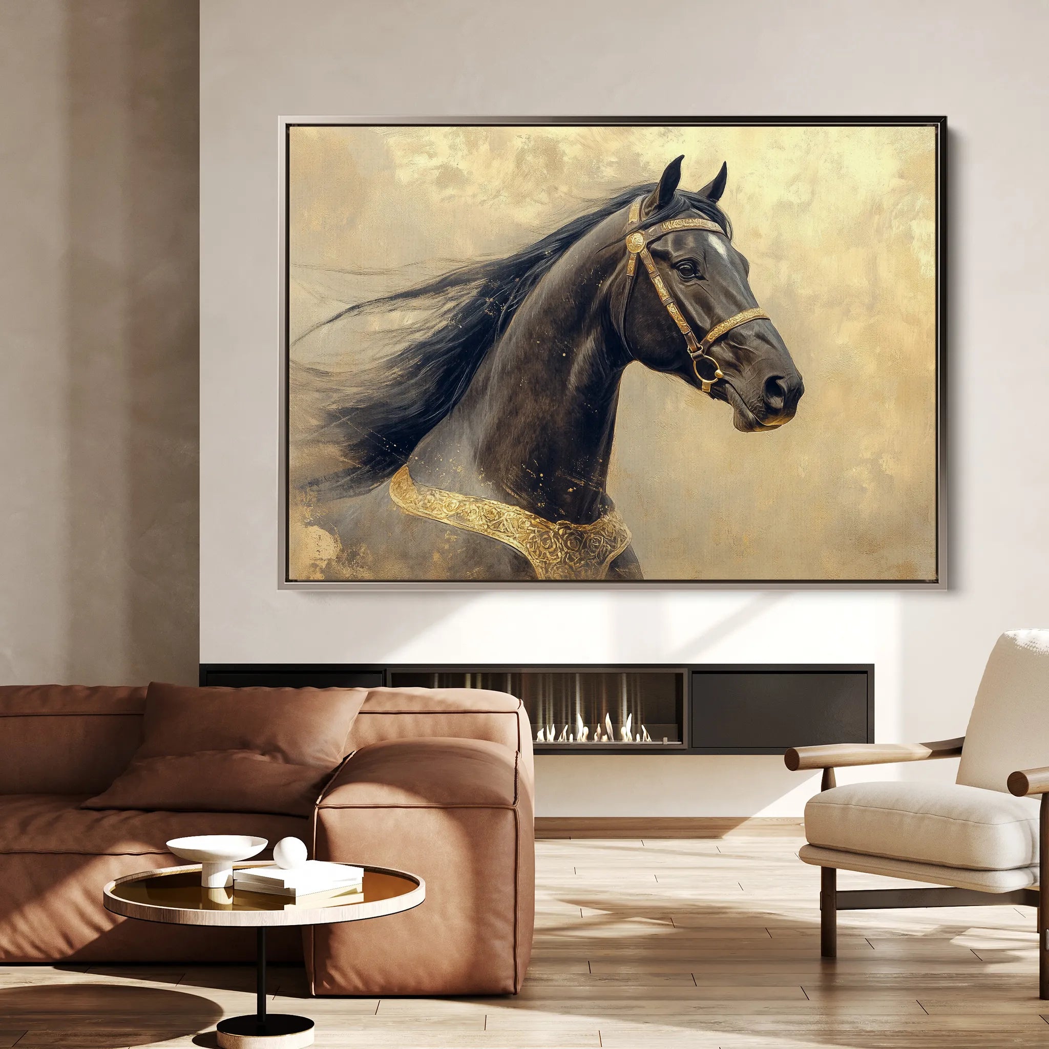 Horses 020 Canvas Art 60 x 40 cm / Black