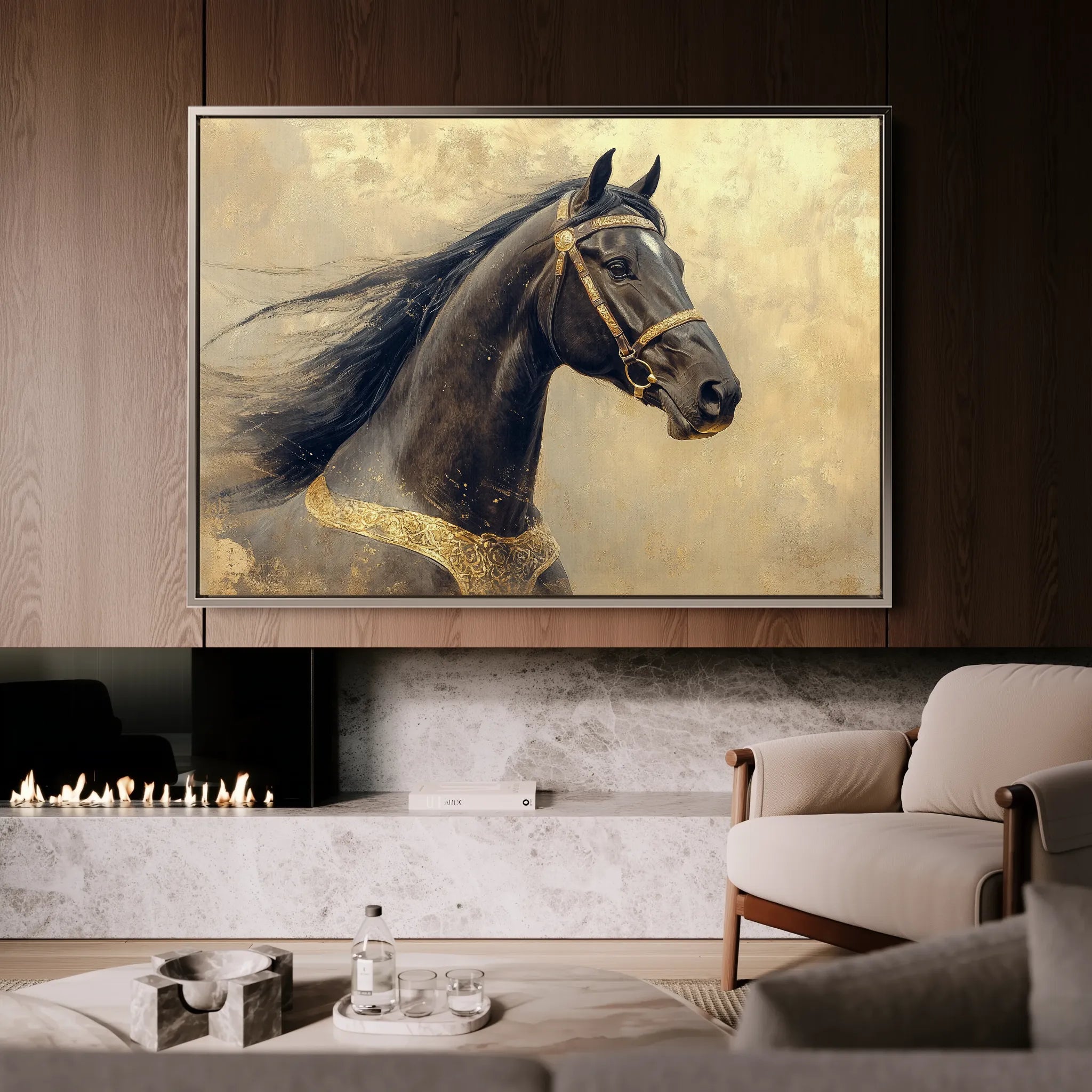 Horses 020 Canvas Art 60 x 40 cm / Black