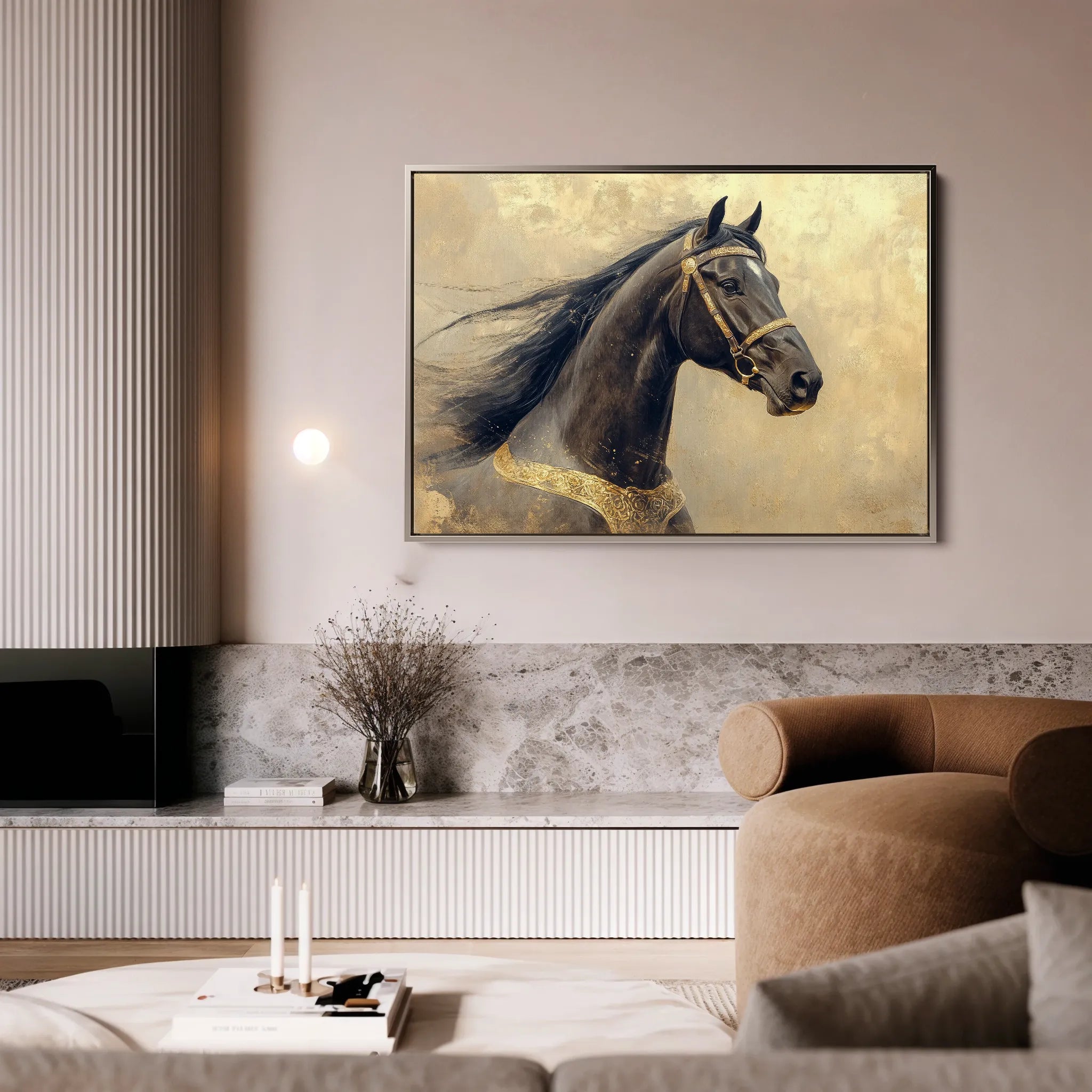 Horses 020 Canvas Art 60 x 40 cm / Black
