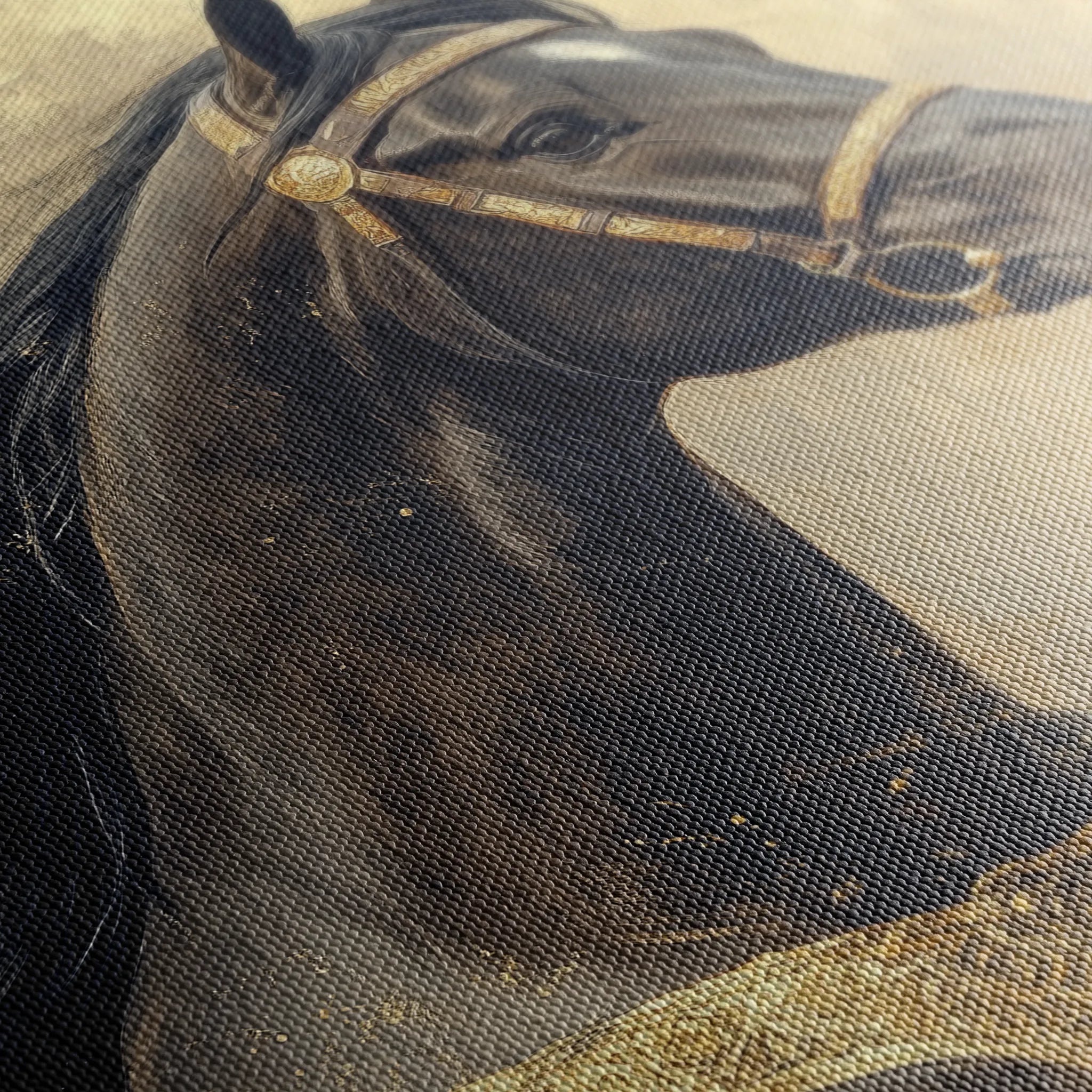 Horses 020 Canvas Art 60 x 40 cm / Black