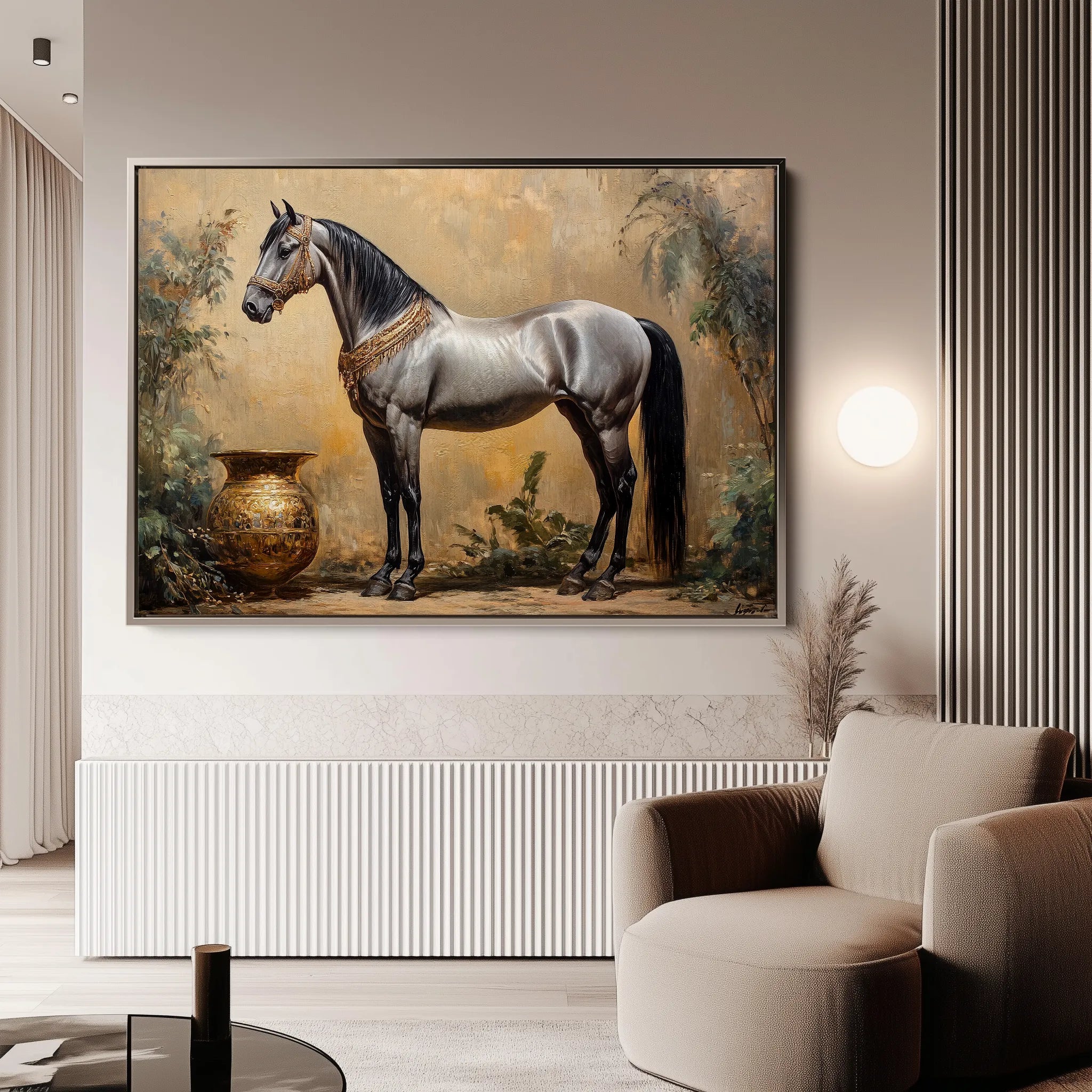 Horses 021 Canvas Art 60 x 40 cm / Black