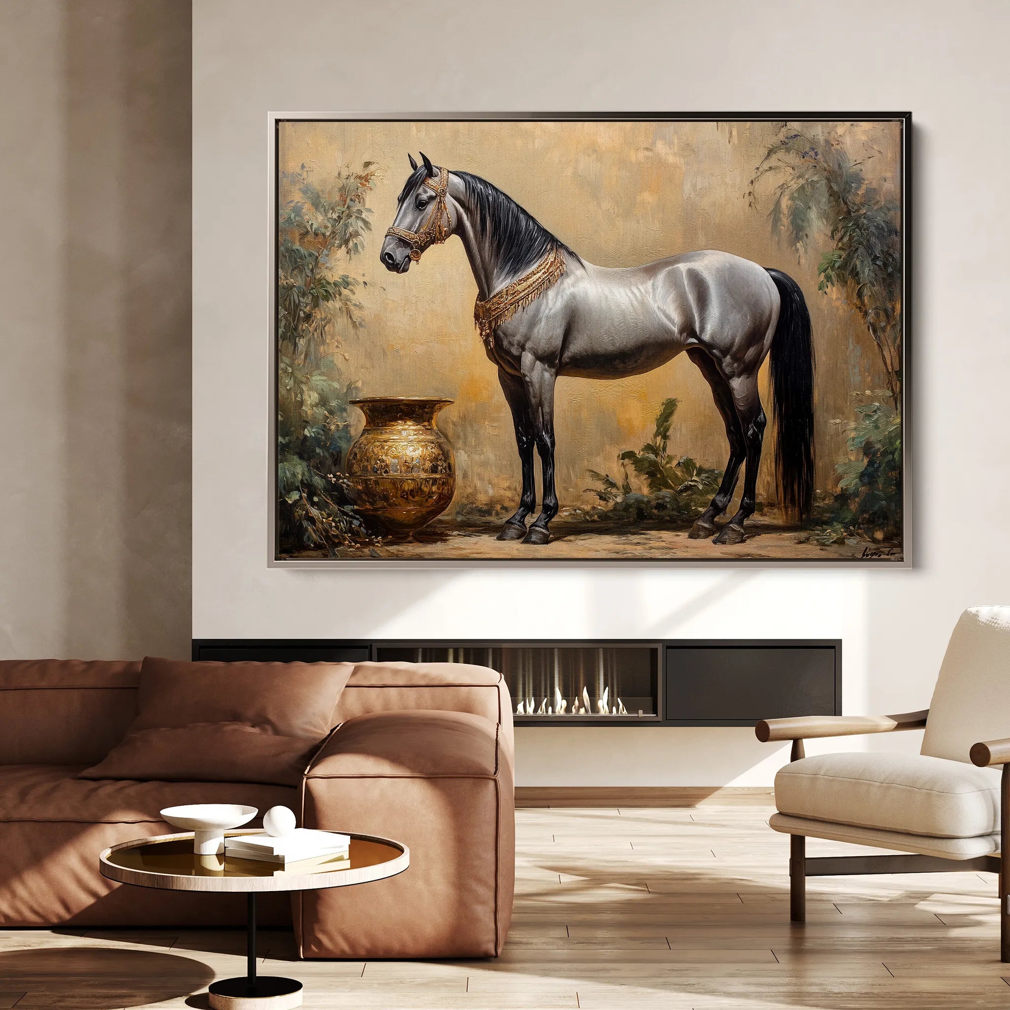Horses 021 Canvas Art 60 x 40 cm / Black