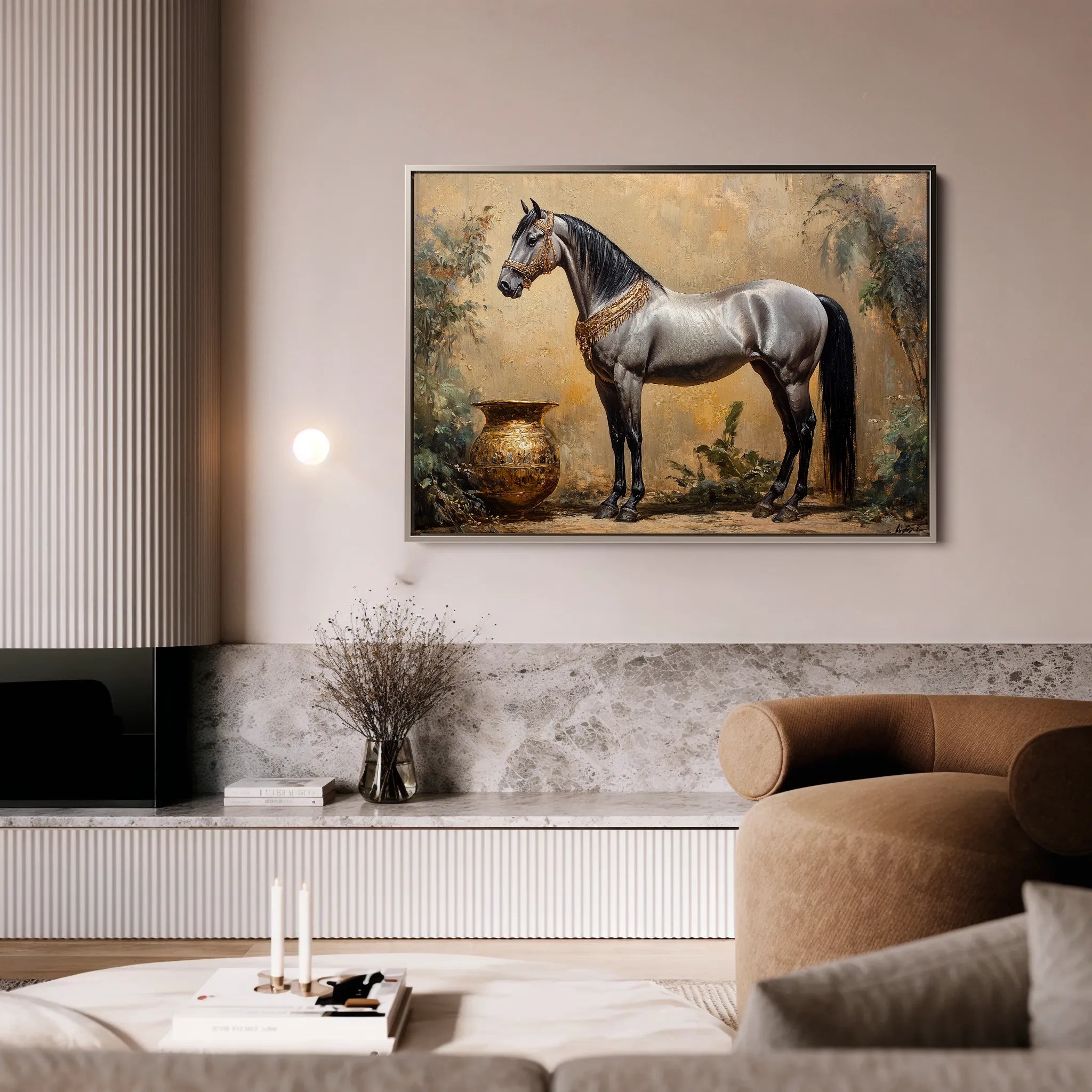 Horses 021 Canvas Art 60 x 40 cm / Black