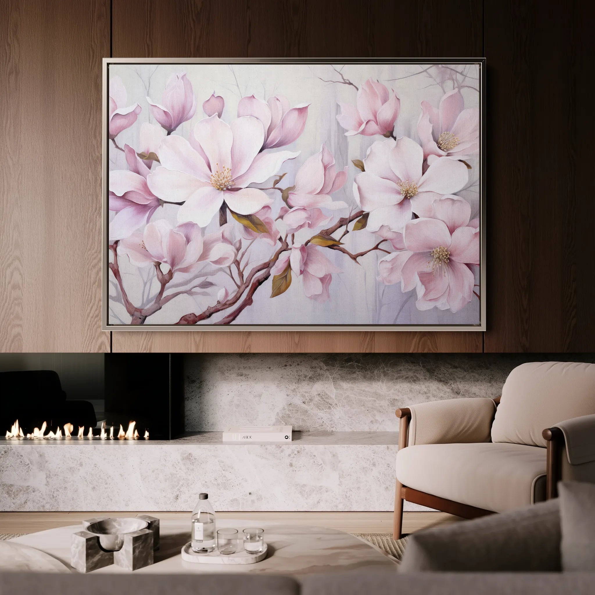 Floral 022 Canvas Art 60 x 40 cm / Black