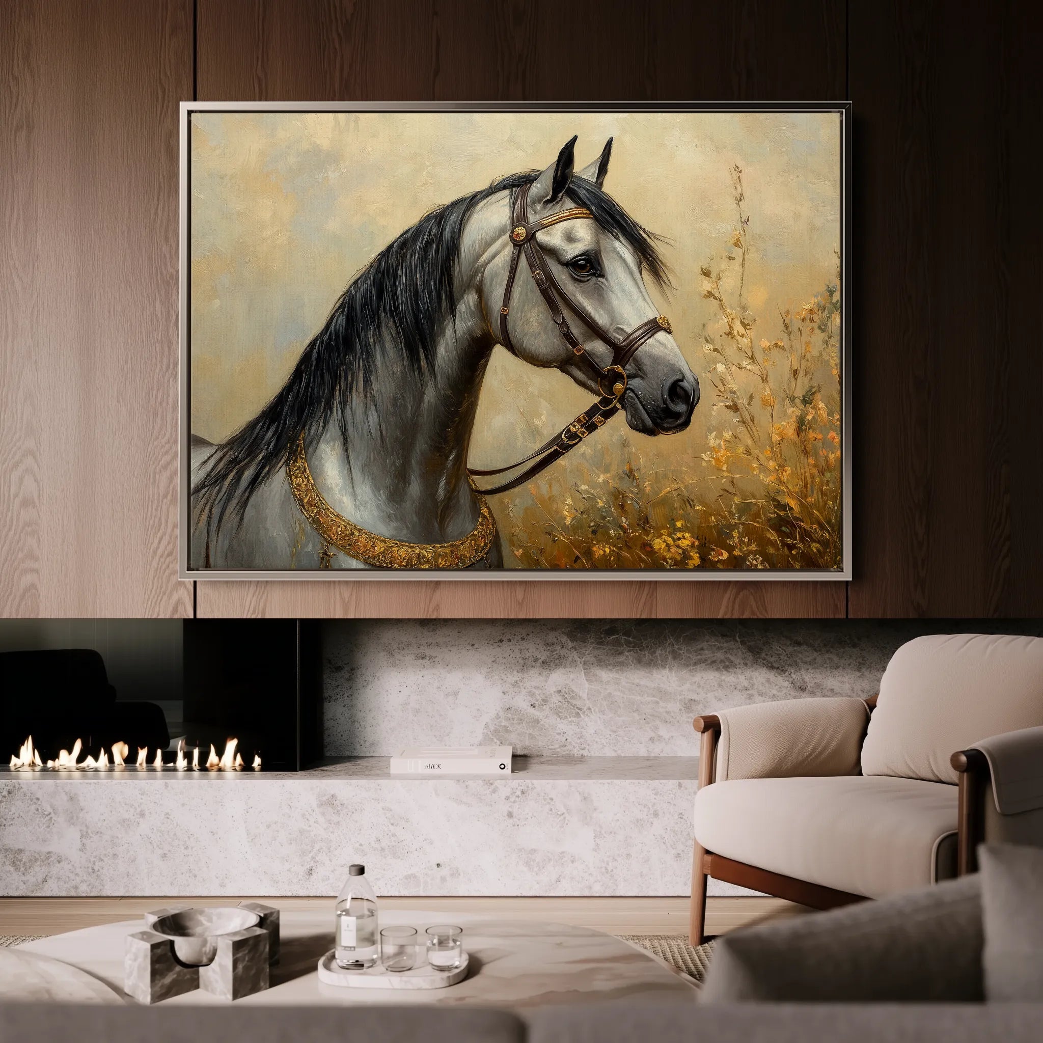 Horses 022 Canvas Art 60 x 40 cm / Black