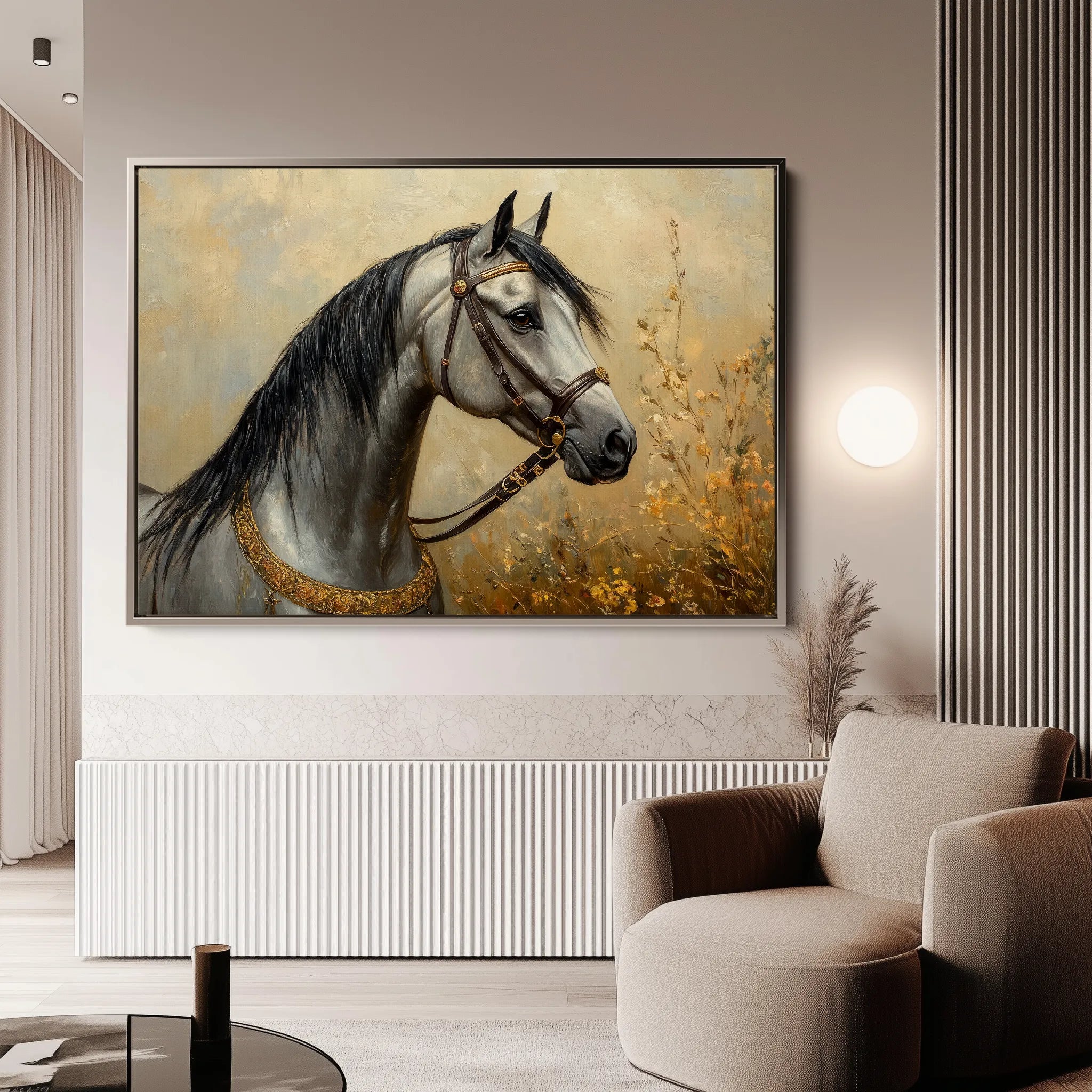 Horses 022 Canvas Art 60 x 40 cm / Black
